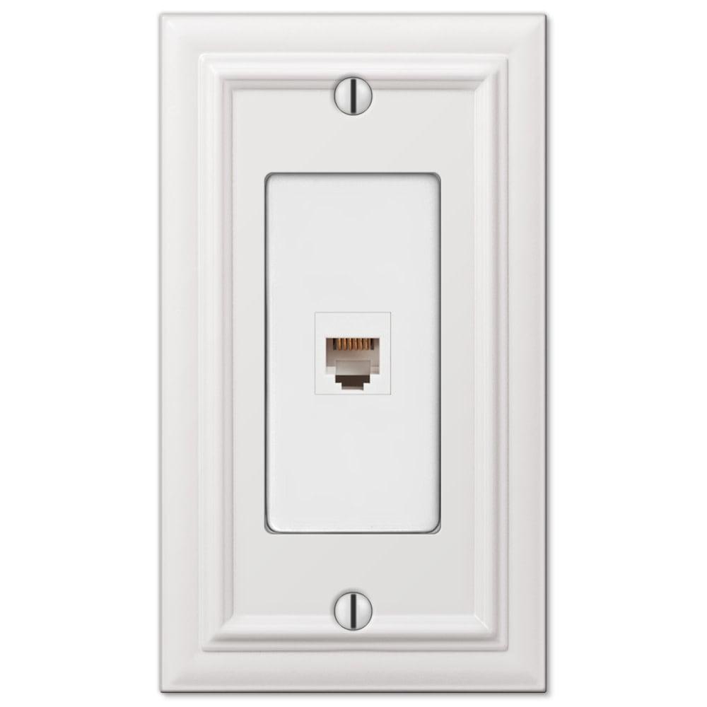 White Cast Metal Single Telephone Jack Wallplate