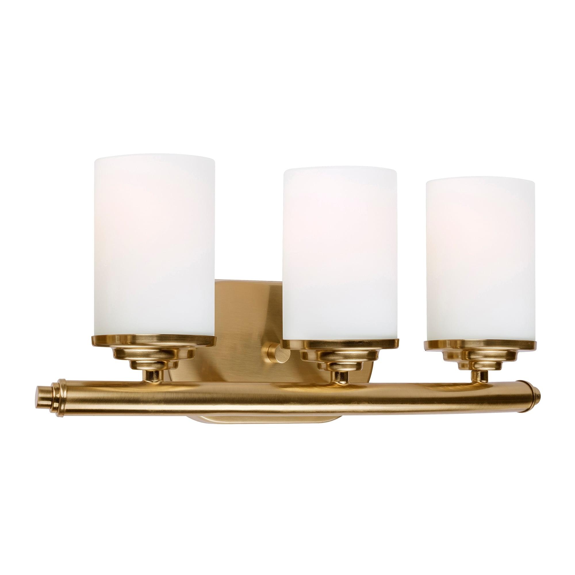 Ames  3-Light Soft Gold Bath Light with Satin Opal Glass - Soft Gold