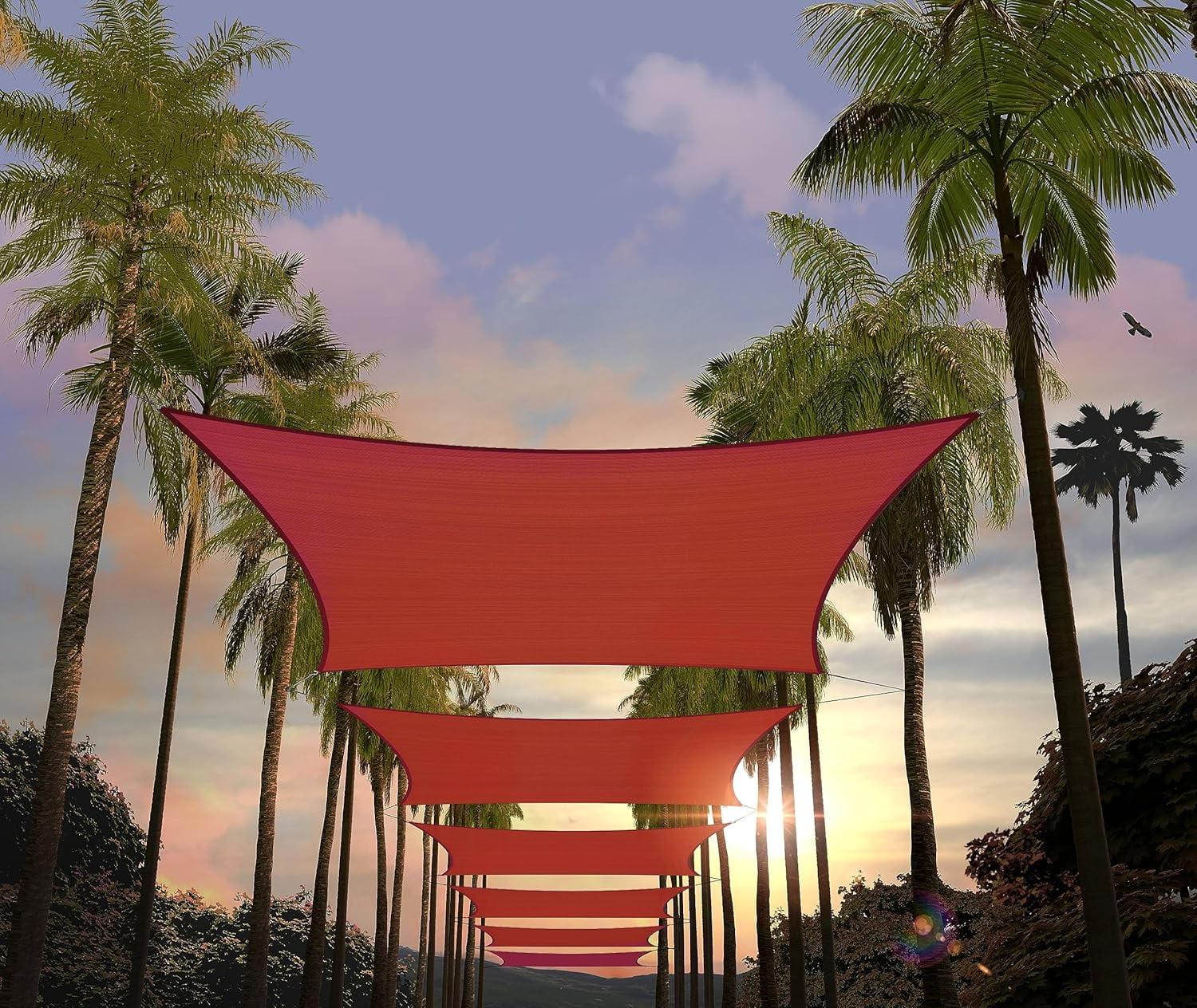 Amgo 12' x 12' Red Rectangle Sun Shade Sail Canopy Awning UPF50+ AGTAPR0810, 95% UV Blockage, Water & Air Permeable, Commercial and Residential, 3 Years Warranty (We Make Custom Size)