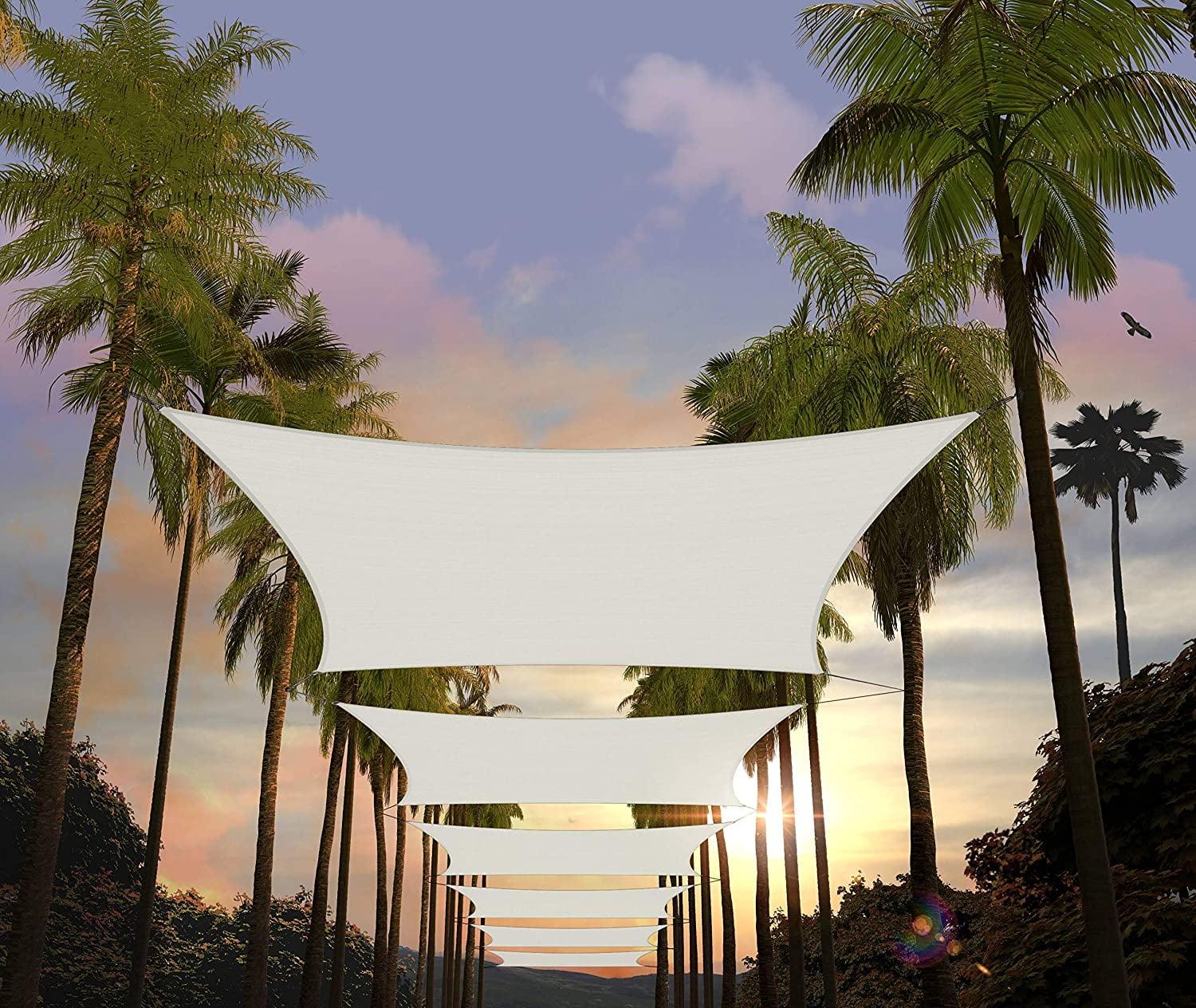 Amgo 14' x 14' White Rectangle Sun Shade Sail Canopy Awning UPF50+ AGTAPR0810, 95% UV Blockage, Water & Air Permeable, Commercial and Residential, 3 Years Warranty (We Make Custom Size)