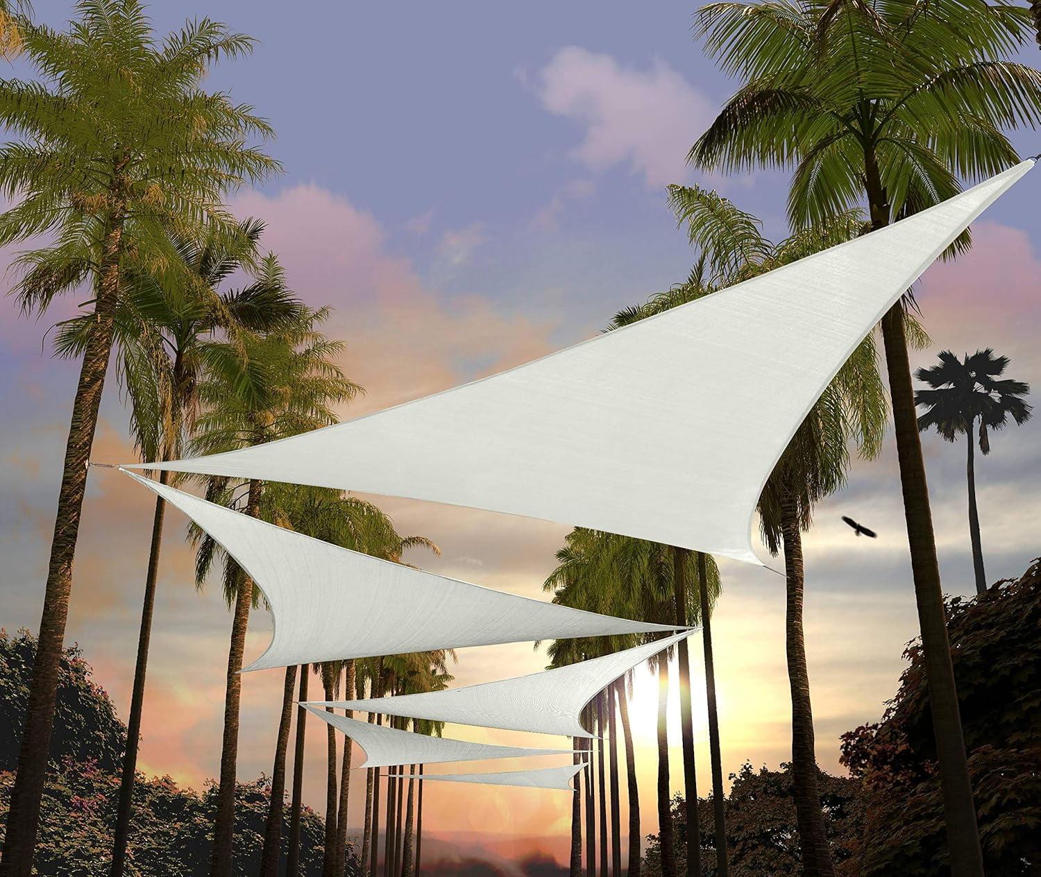 Amgo 18' x 18' x 18' White Triangle Sun Shade Sail Outdoor Canopy Awning UPF50+ AGTAPT8, 95% UV Blockage, Water & Air Permeable, Commercial Standard Heavy Duty (We Make Custom Size)