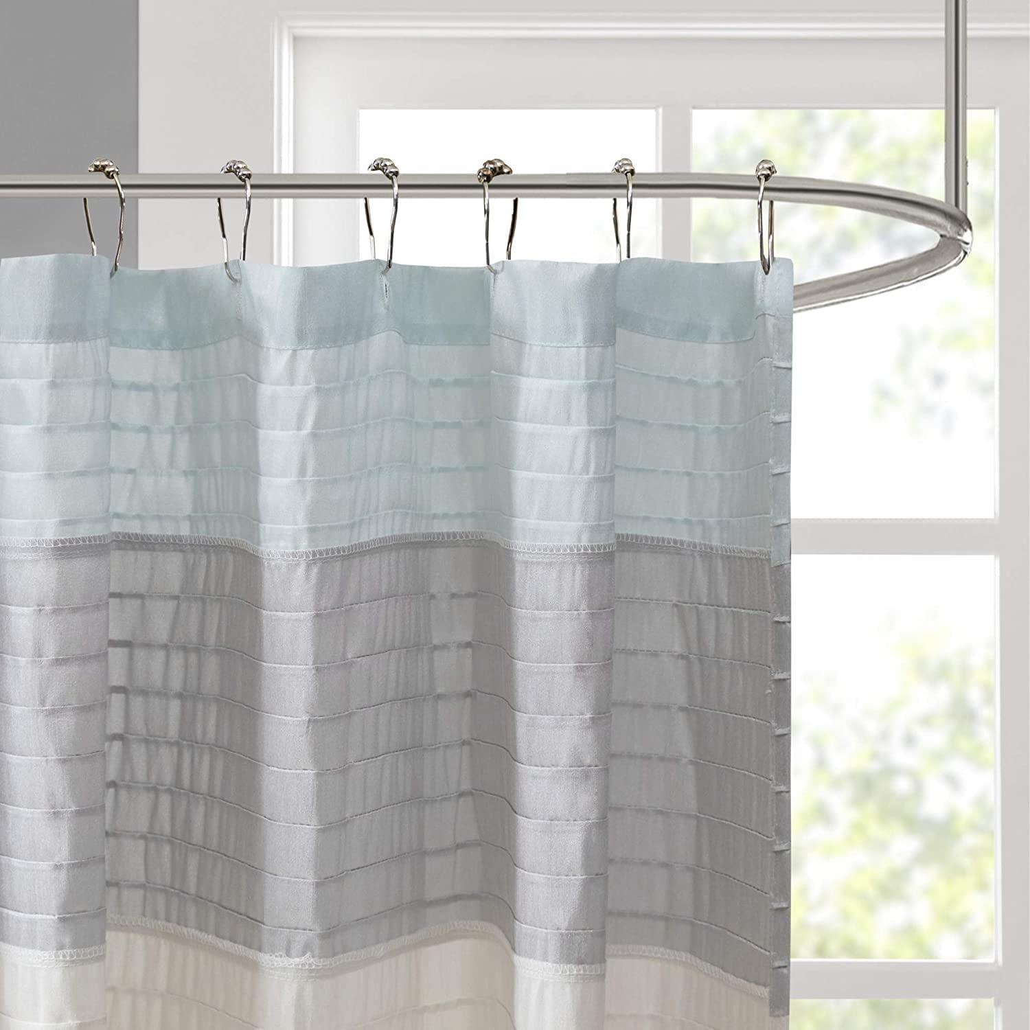 Amherst Striped Faux Silk Shower Curtain