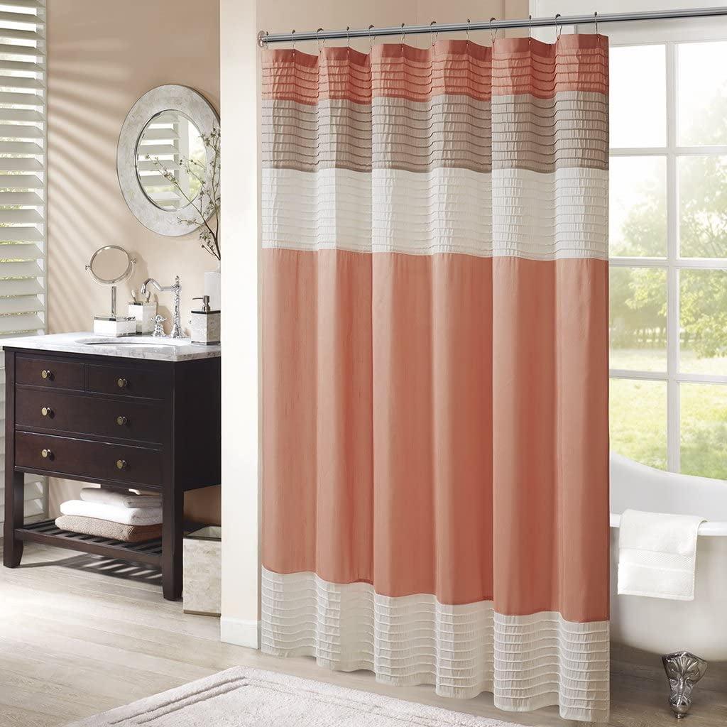 Amherst Striped Faux Silk Shower Curtain