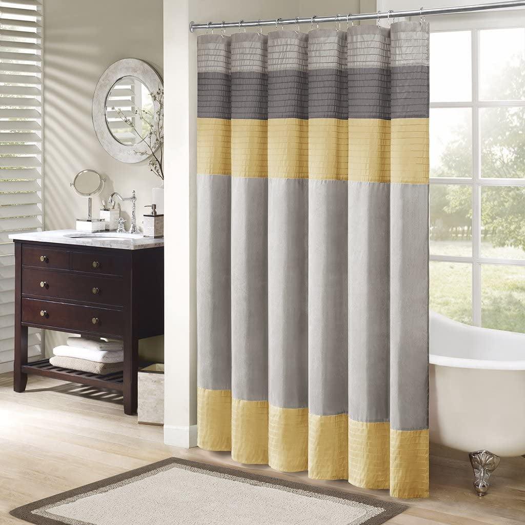 Amherst Striped Faux Silk Shower Curtain