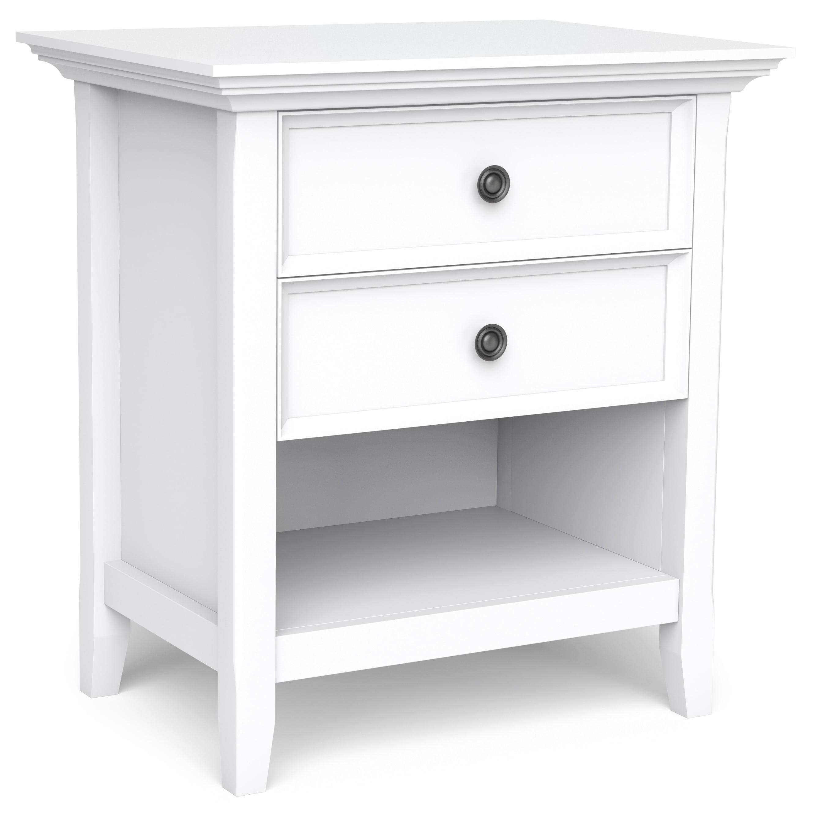 Amherst Solid Wood White 2-Drawer Bedside Table