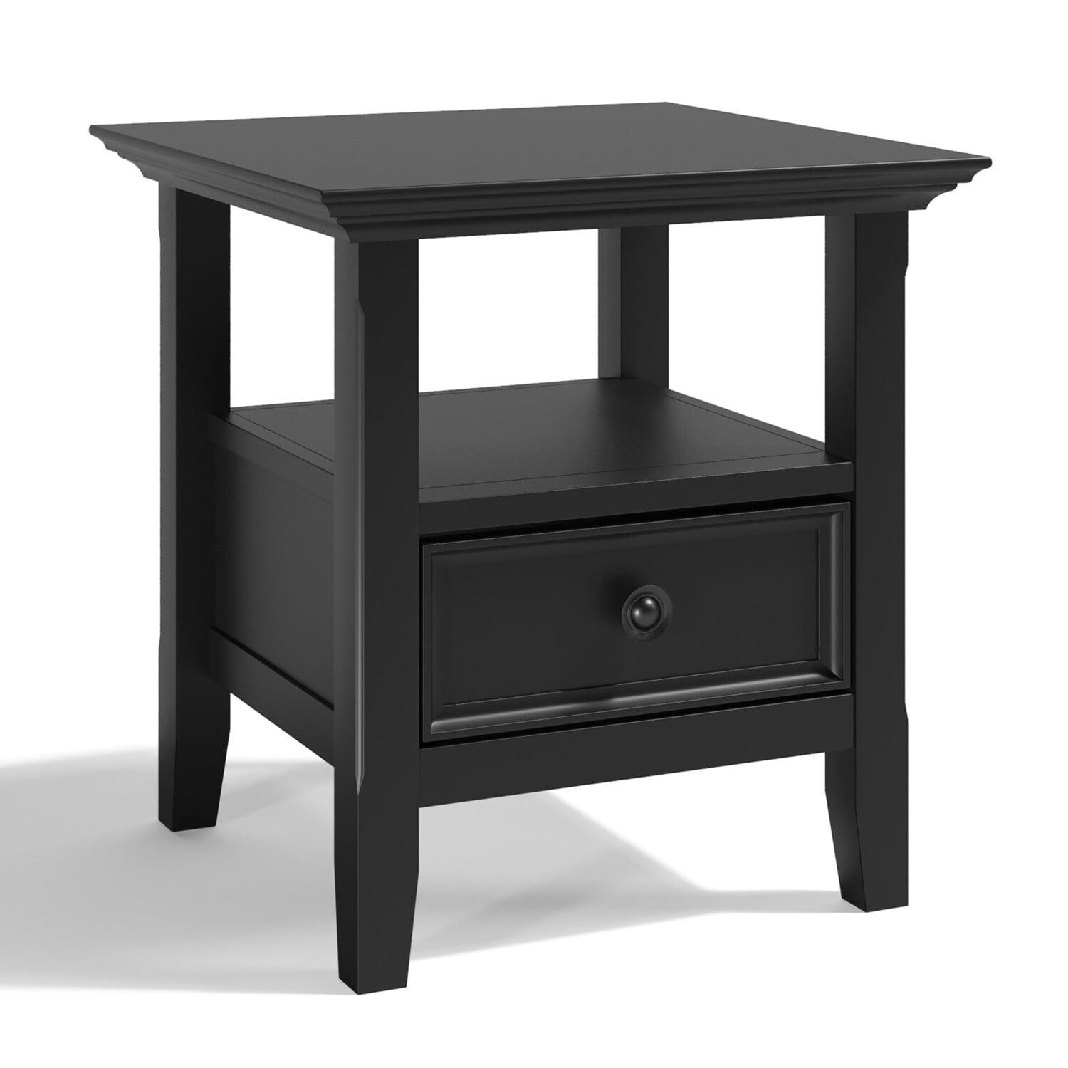 Amherst 19" Square Black Solid Wood End Table with Storage