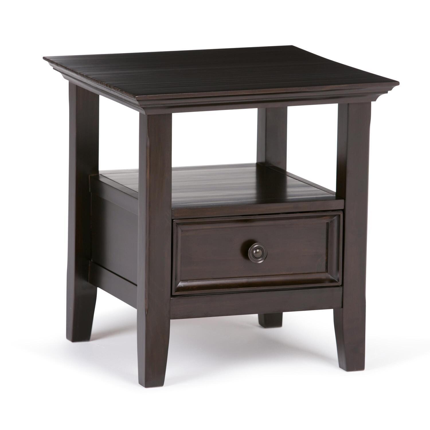 Amherst Hickory Brown Solid Wood 19" Square Transitional End Table with Storage