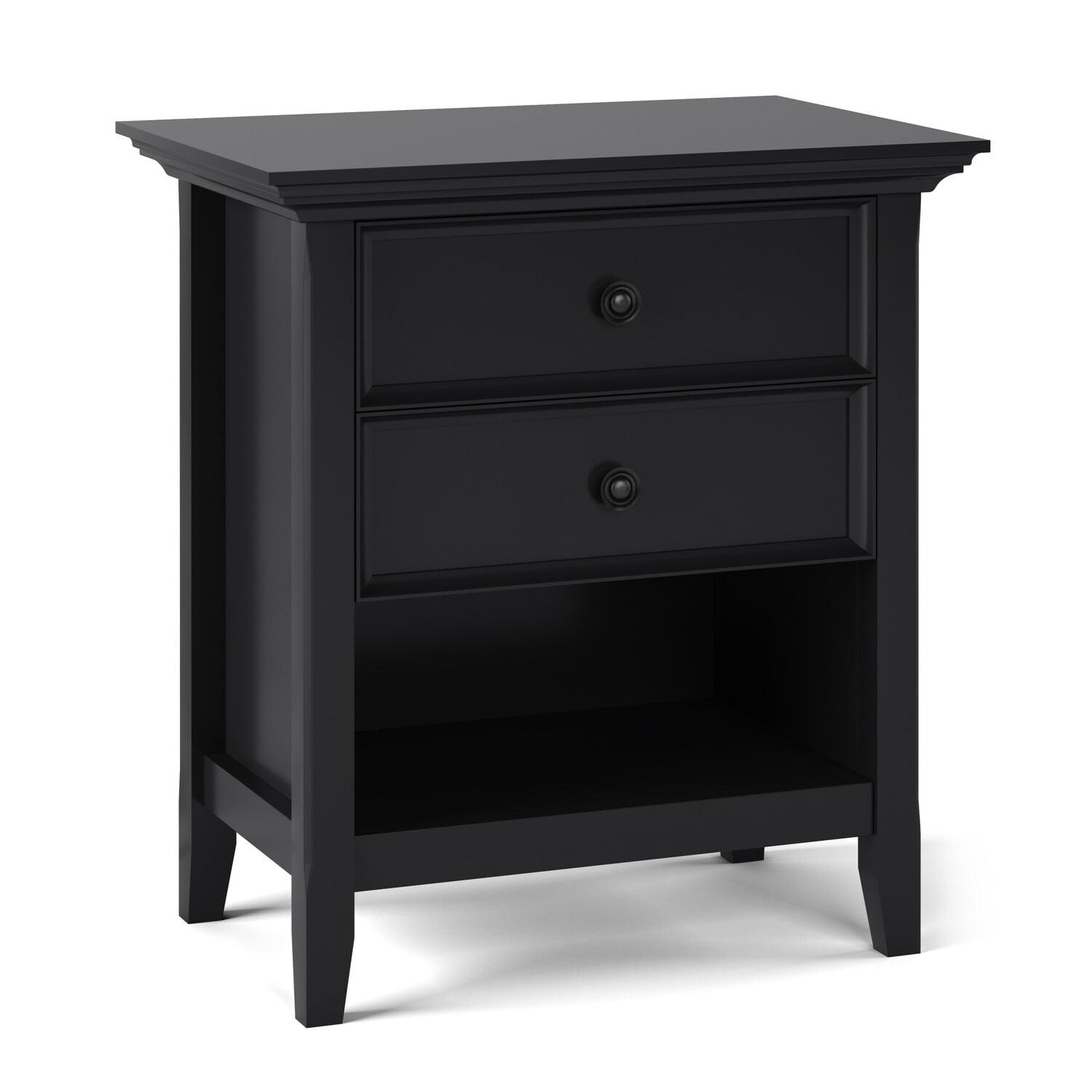 Simpli Home Amherst 24"W 2-Drawer Solid Wood Nightstand with Open Shelf