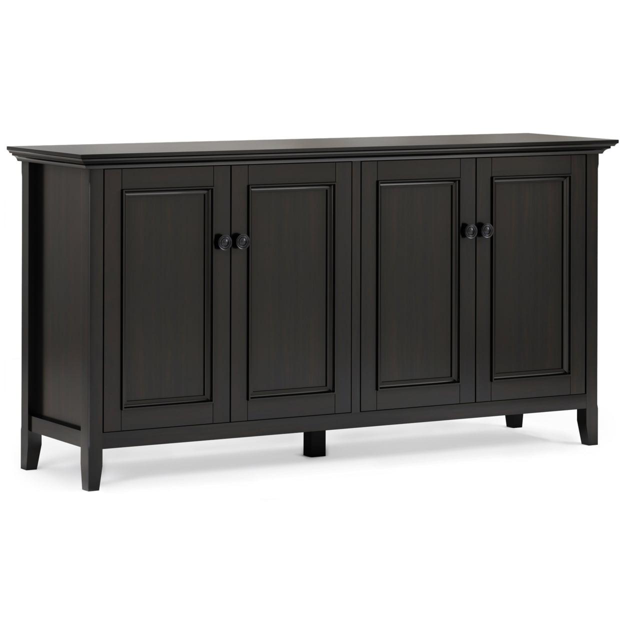 Simpli Home Amherst Solid Wood Wide 4 Door Storage Cabinet In Hickory Brown