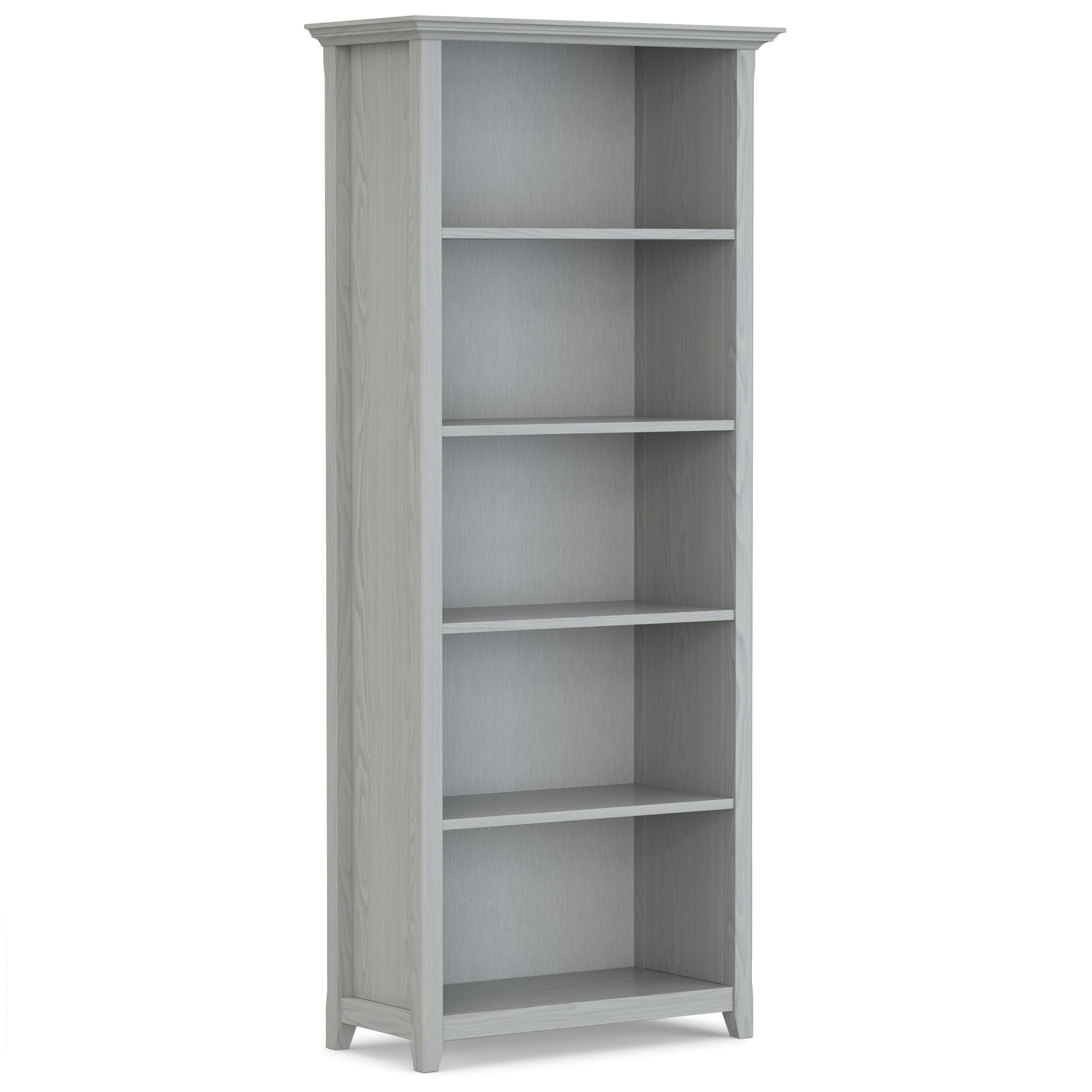 Simpli Home Amherst 30"W Solid Wood 5 Shelf Bookcase with Adjustable Shelves