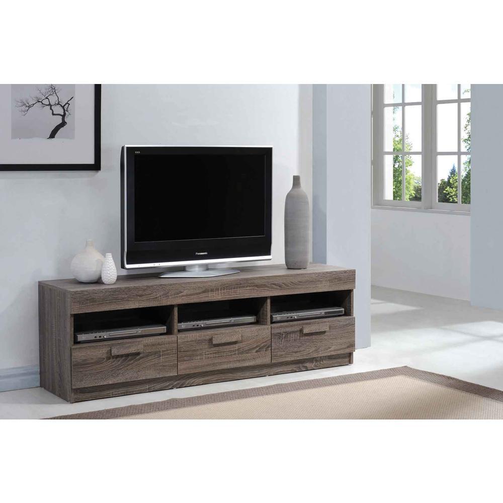 Amiable TV Stand Rustic Oak Brown - Saltoro Sherpi
