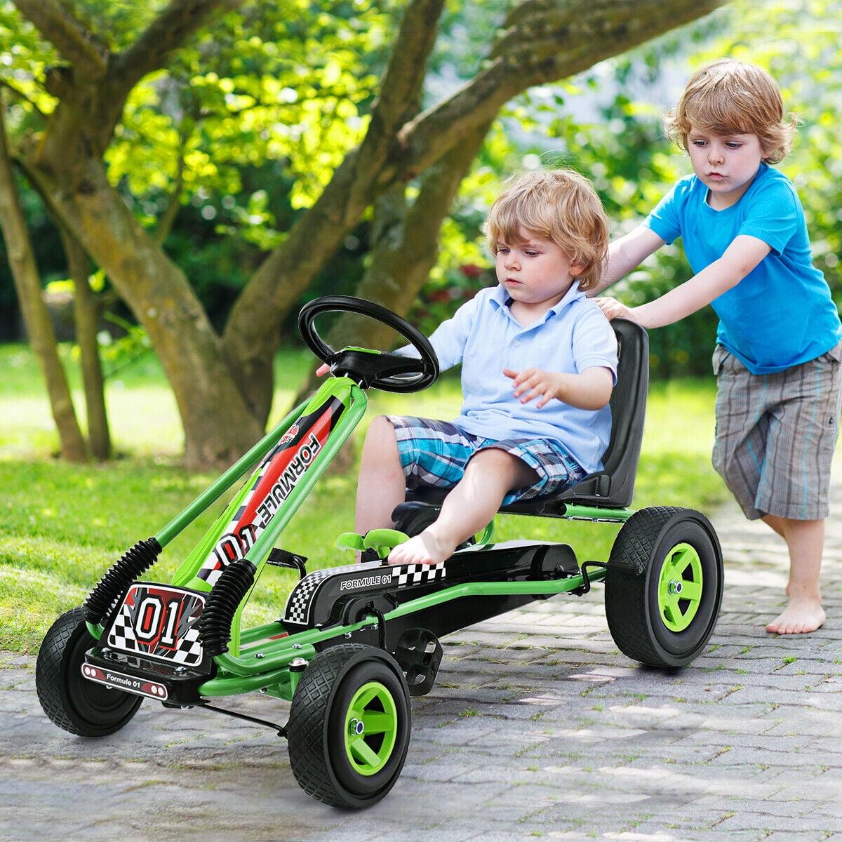 Infans Go Kart 4 Wheel Pedal Powered Kids Ride On Toy w/ Adjustable Seat Green