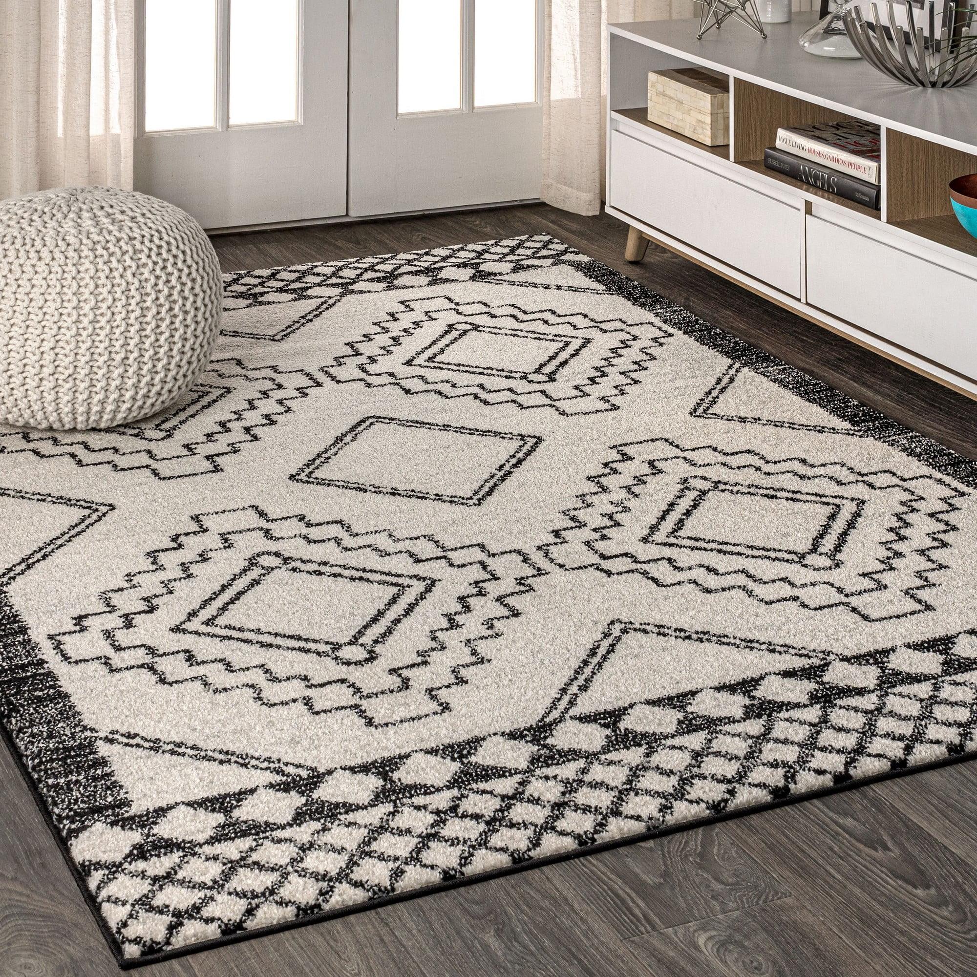 Amir Moroccan Beni Souk 3x5 Cream/Black Synthetic Area Rug