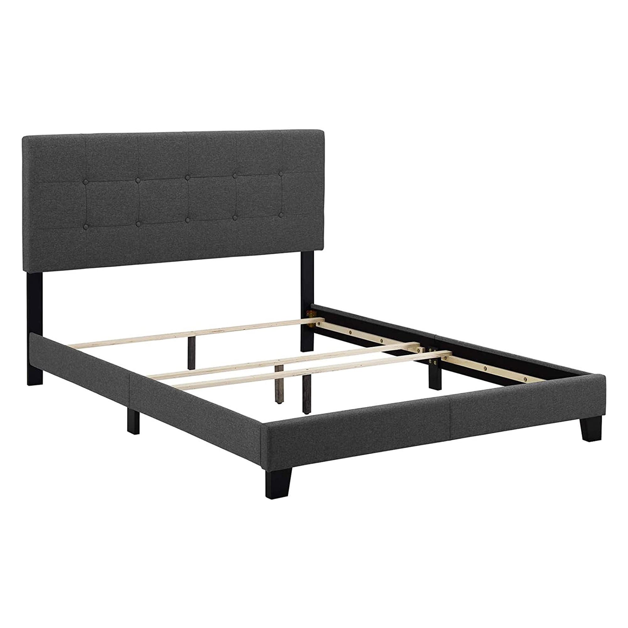 Amira Dark Gray Full Upholstered Tufted Bed with Wood Frame