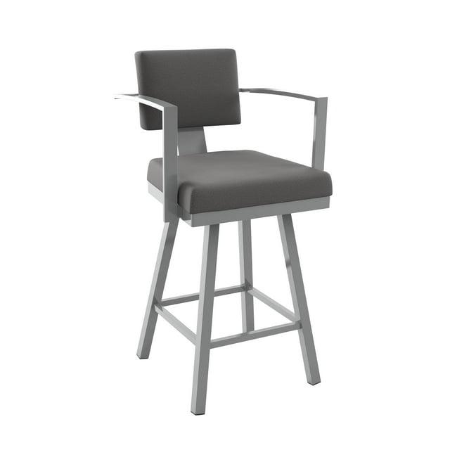 Amisco Akers 26 In. Swivel Counter Stool - Grey Polyester / Metallic Grey Metal