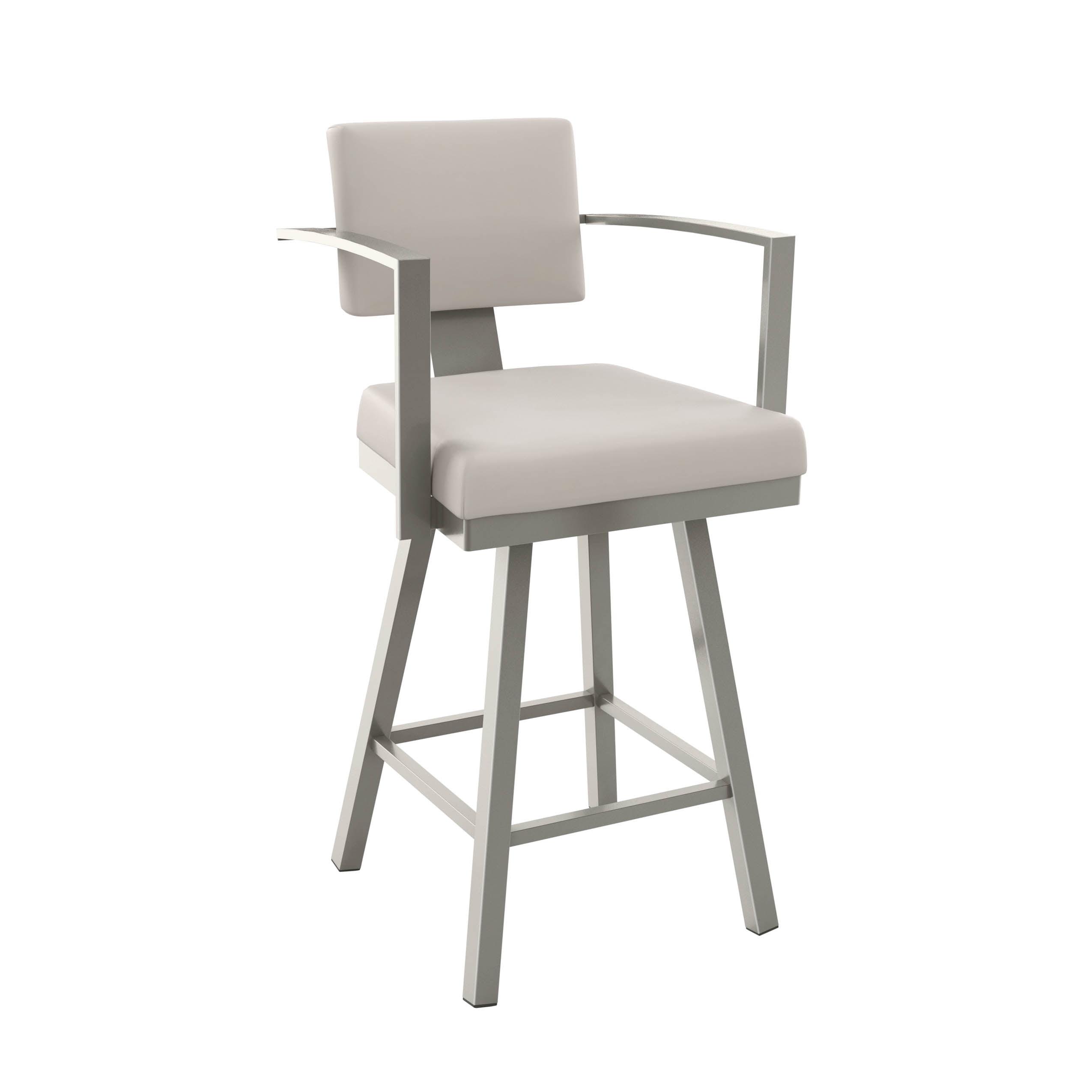 Amisco Akers 30 In. Swivel Bar Stool - Cream Faux Leather / Grey Metal