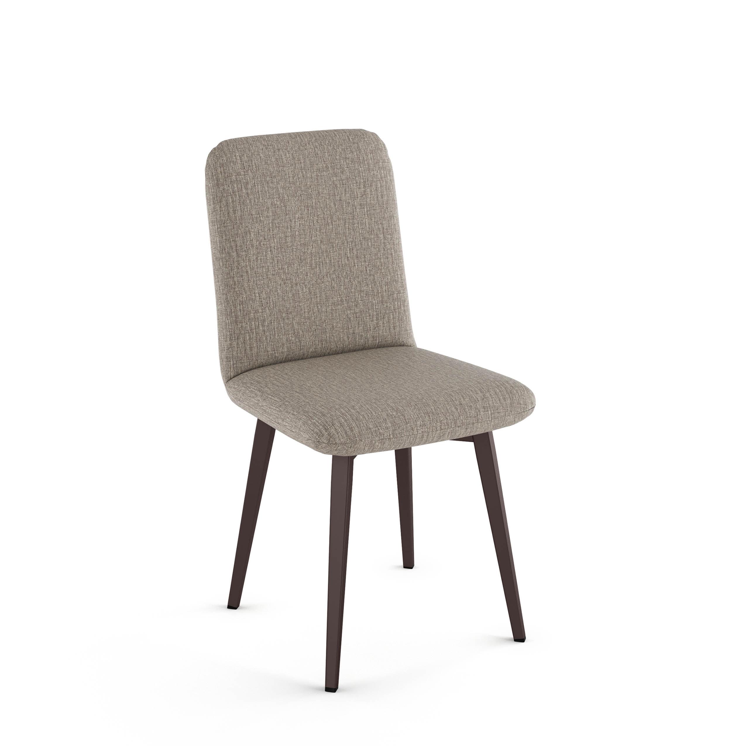 Beige and Brown Upholstered Metal Side Chair