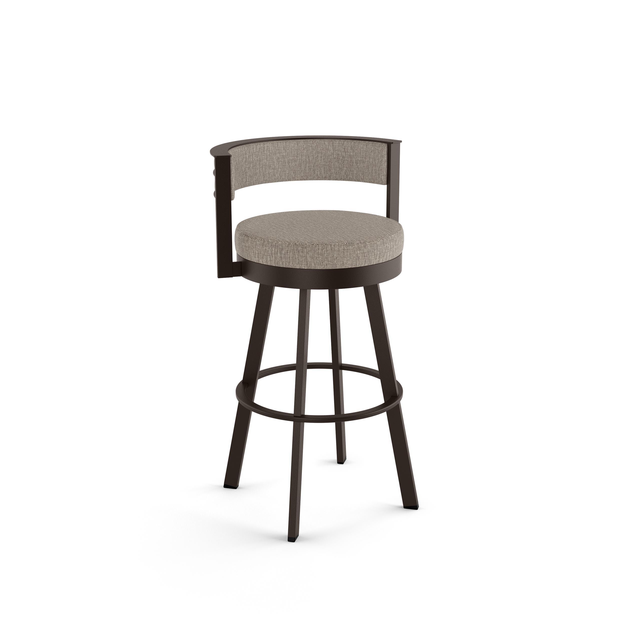 Modern Swivel Counter Stool in Beige & Dark Brown with Metal Frame