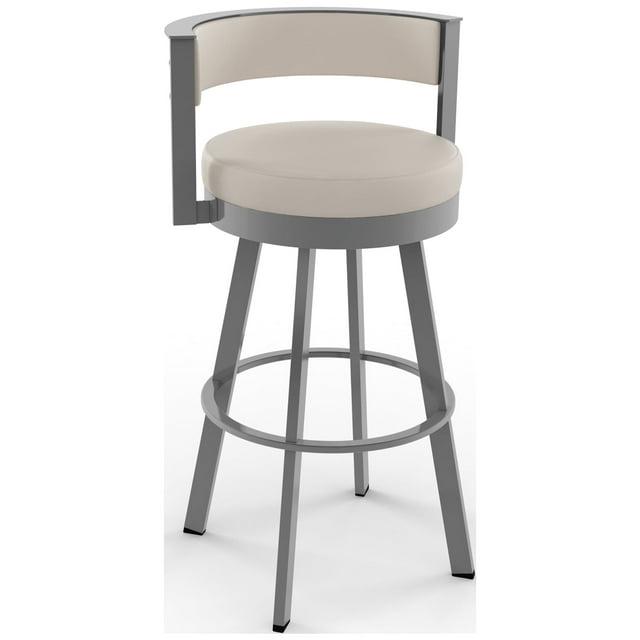 Amisco Browser 26 In. Swivel Counter Stool - Cream Faux Leather / Metallic Grey Metal