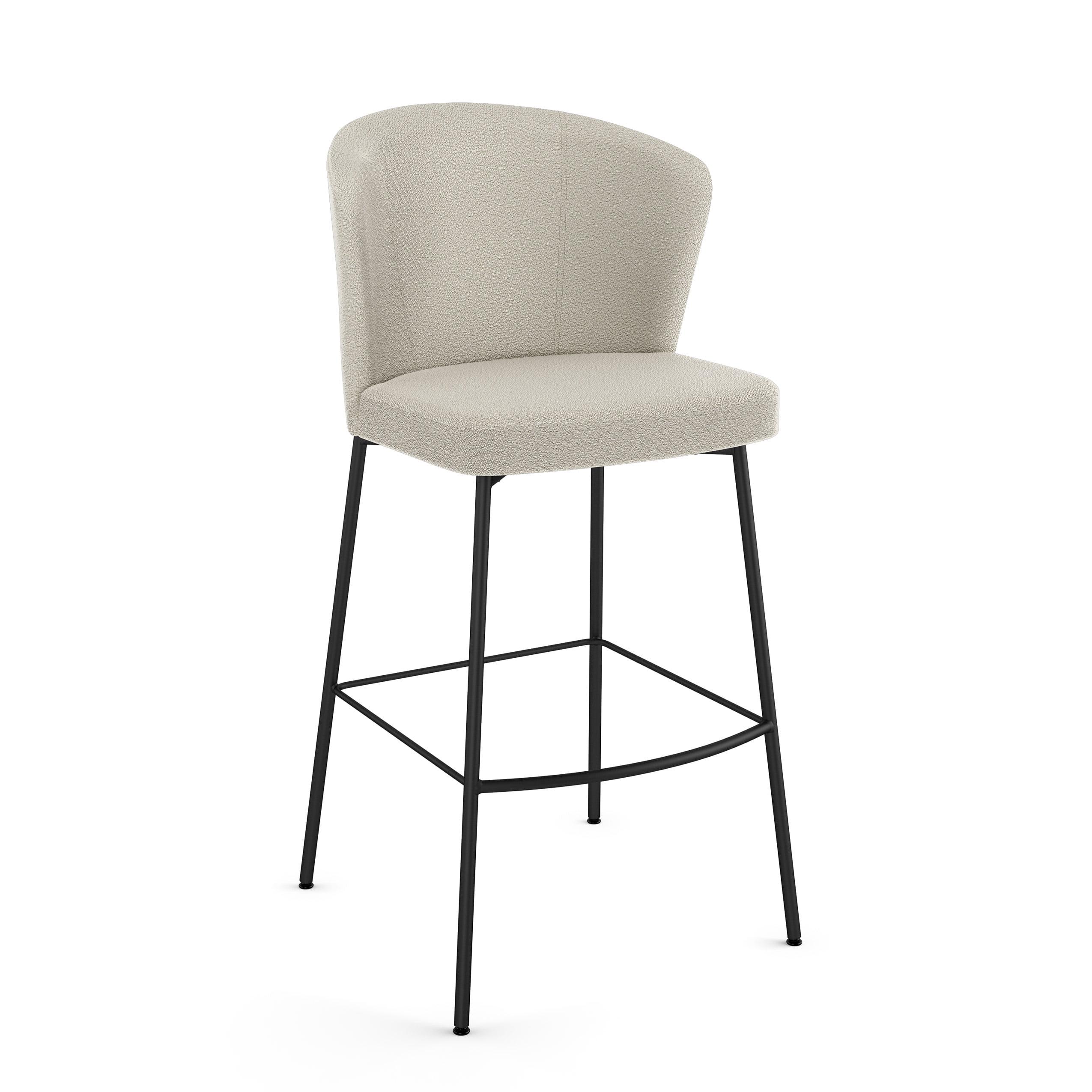 Camilla Cream Bouclé and Black Metal Bar Stool