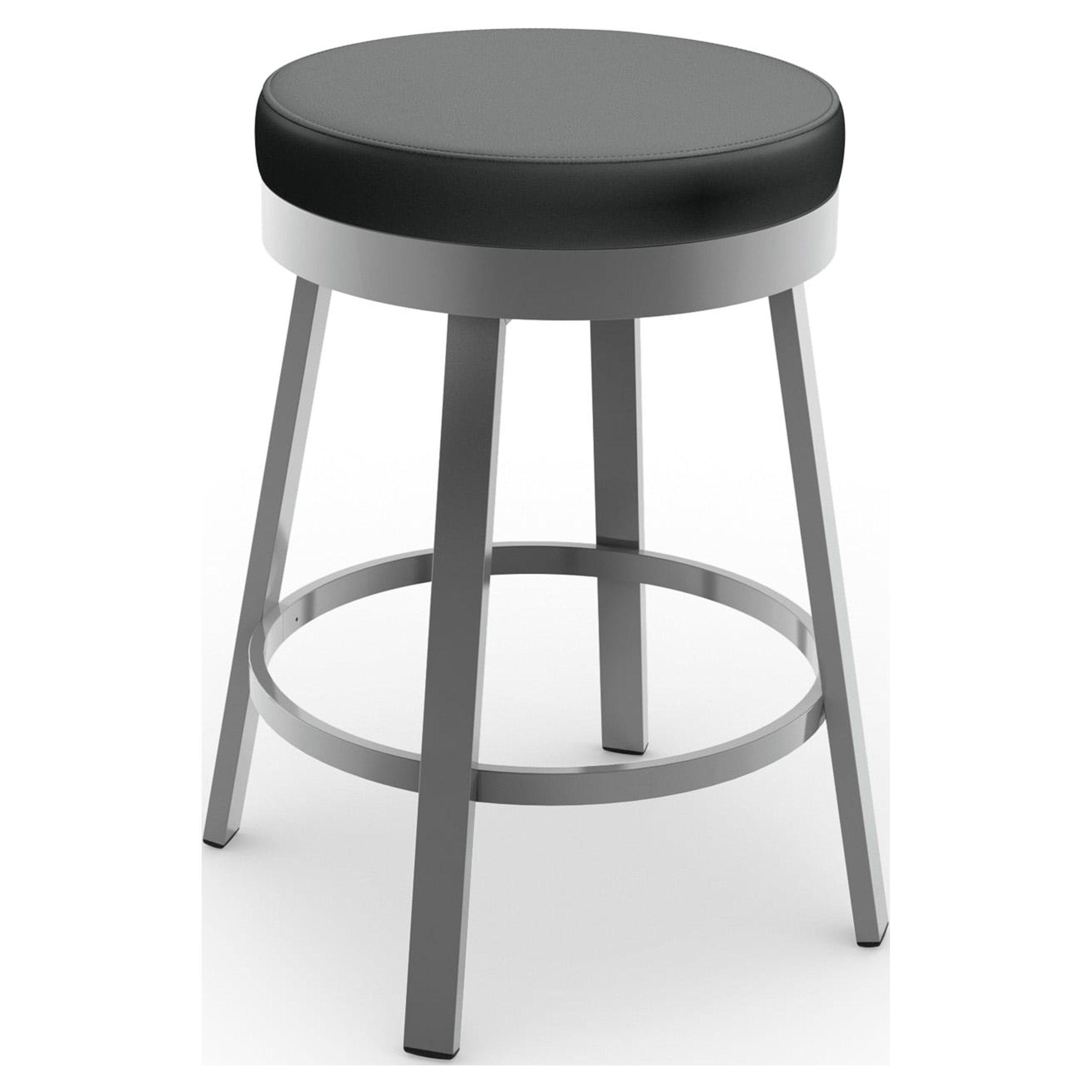 31" Swivel Backless Bar Stool in Metallic Grey and Charcoal Black