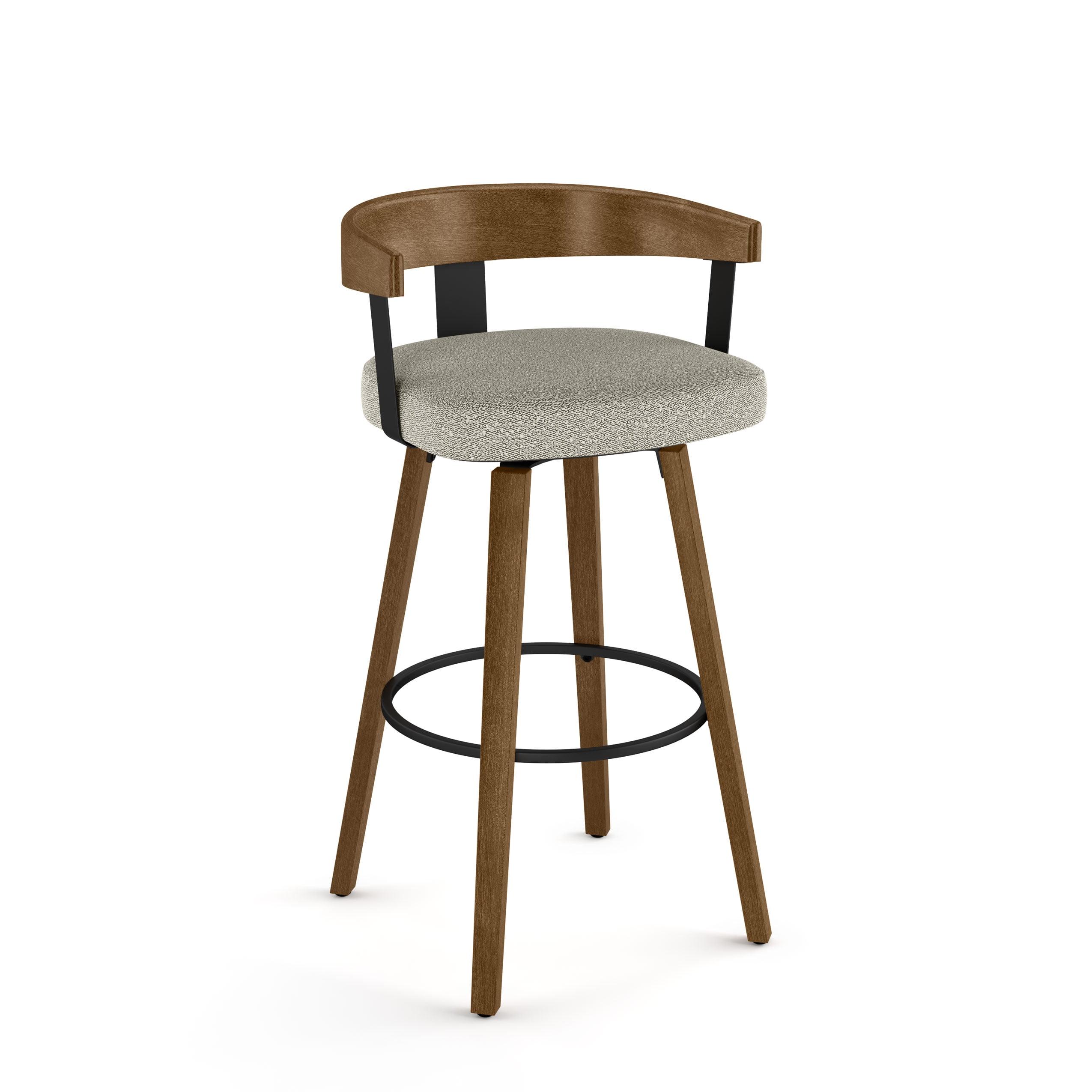 Cohen 30'' Light Beige Swivel Bar Stool with Solid Wood Frame