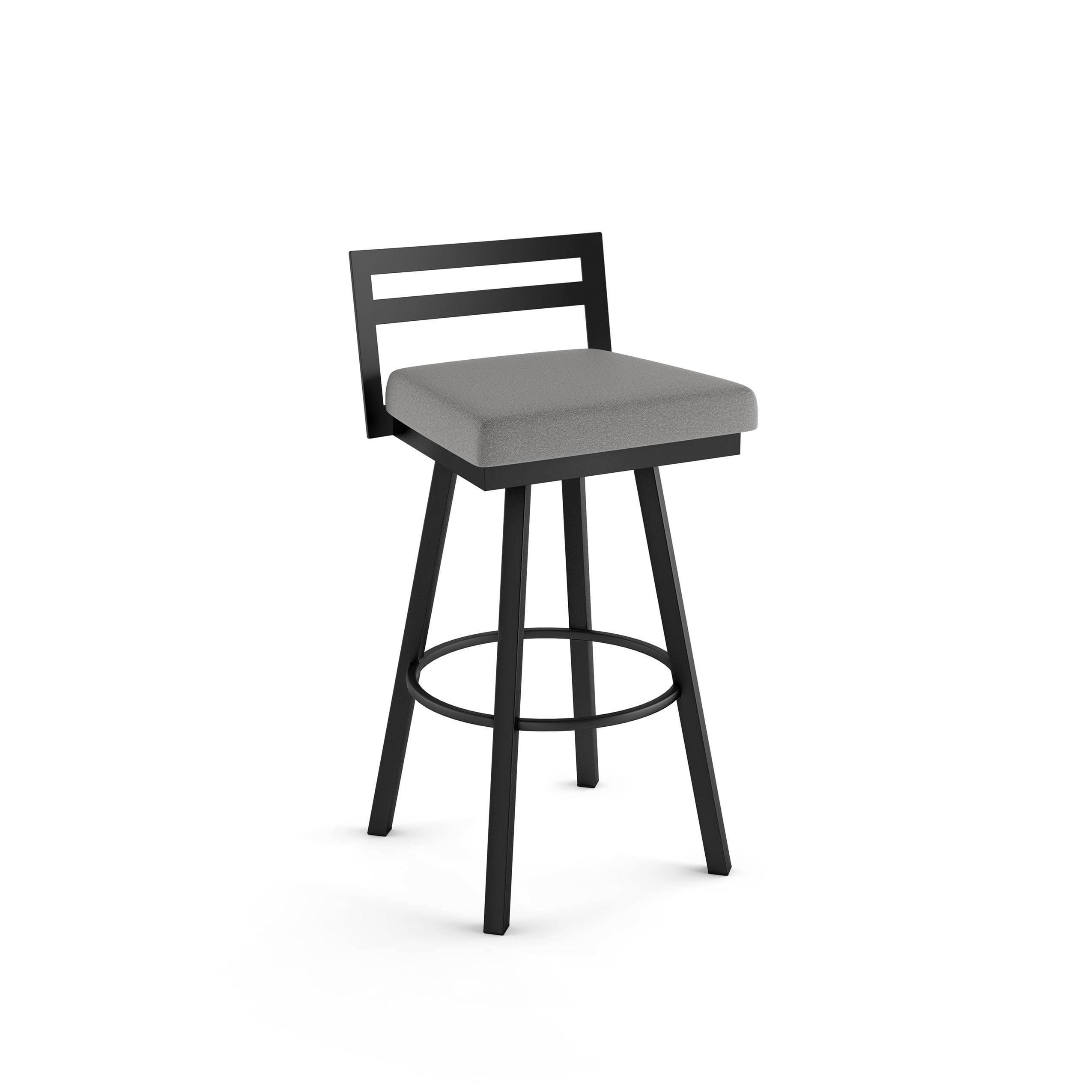 Amisco Derek 30 In. Swivel Bar Stool - Grey Polyester / Black Metal