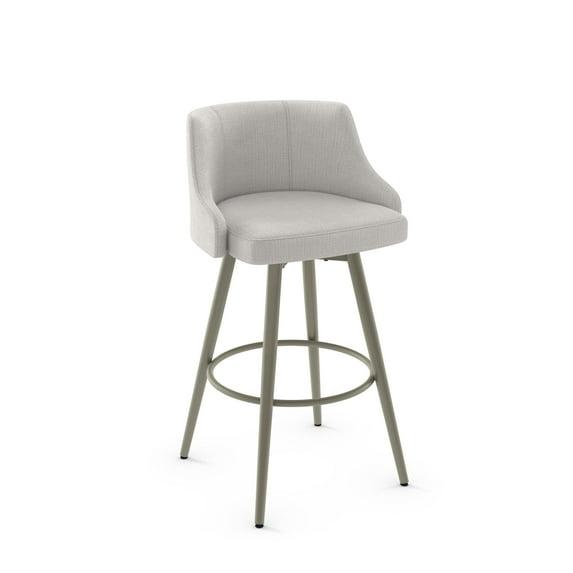 Amisco Duncan 30 In. Swivel Bar Stool - Pale Grey Beige Polyester / Grey Metal