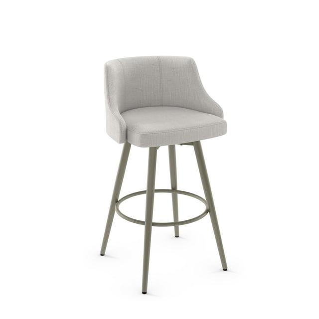 Amisco Duncan 30 In. Swivel Bar Stool - Pale Grey Beige Polyester / Grey Metal