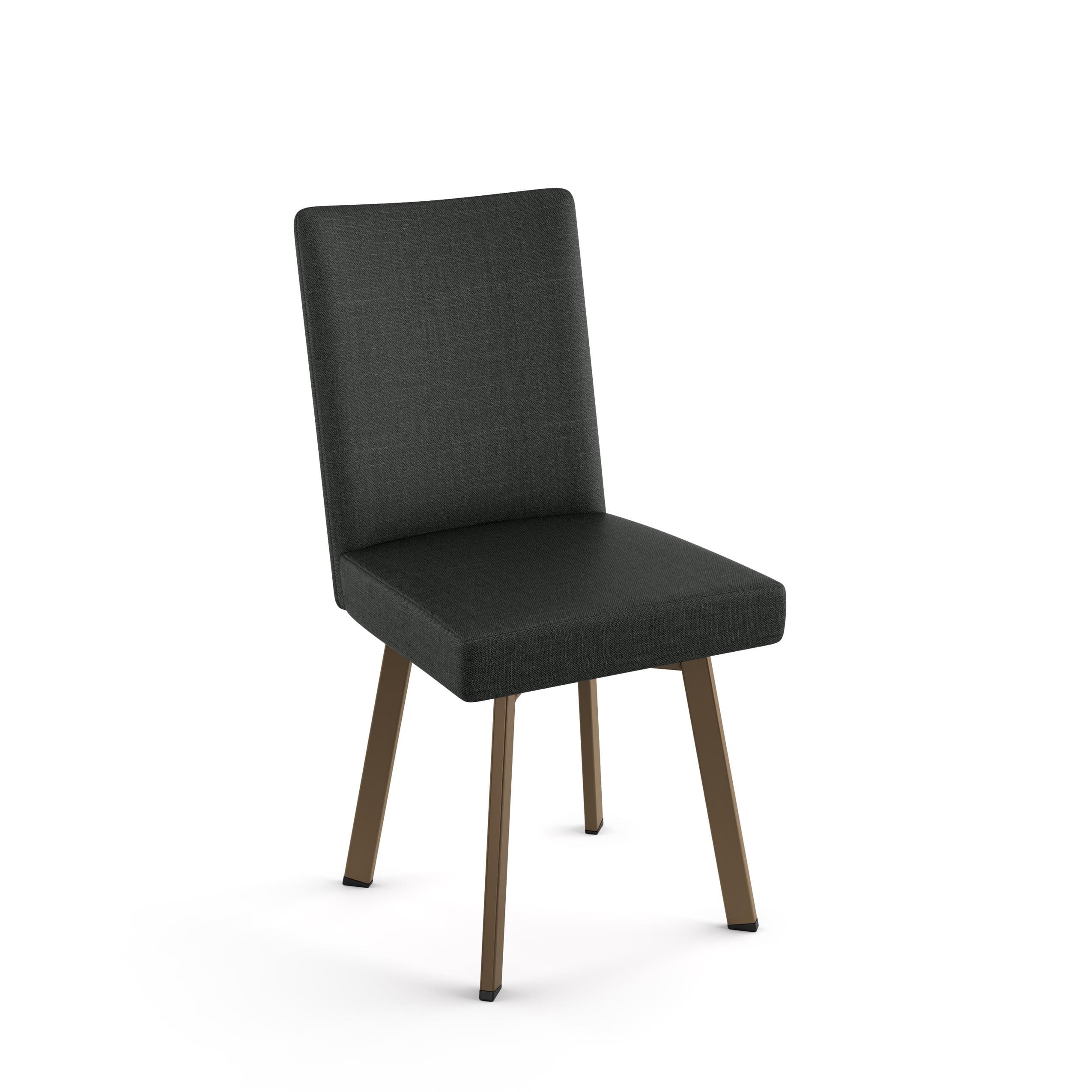 Elmira Black Polyester and Bronze Metal Parsons Side Chair