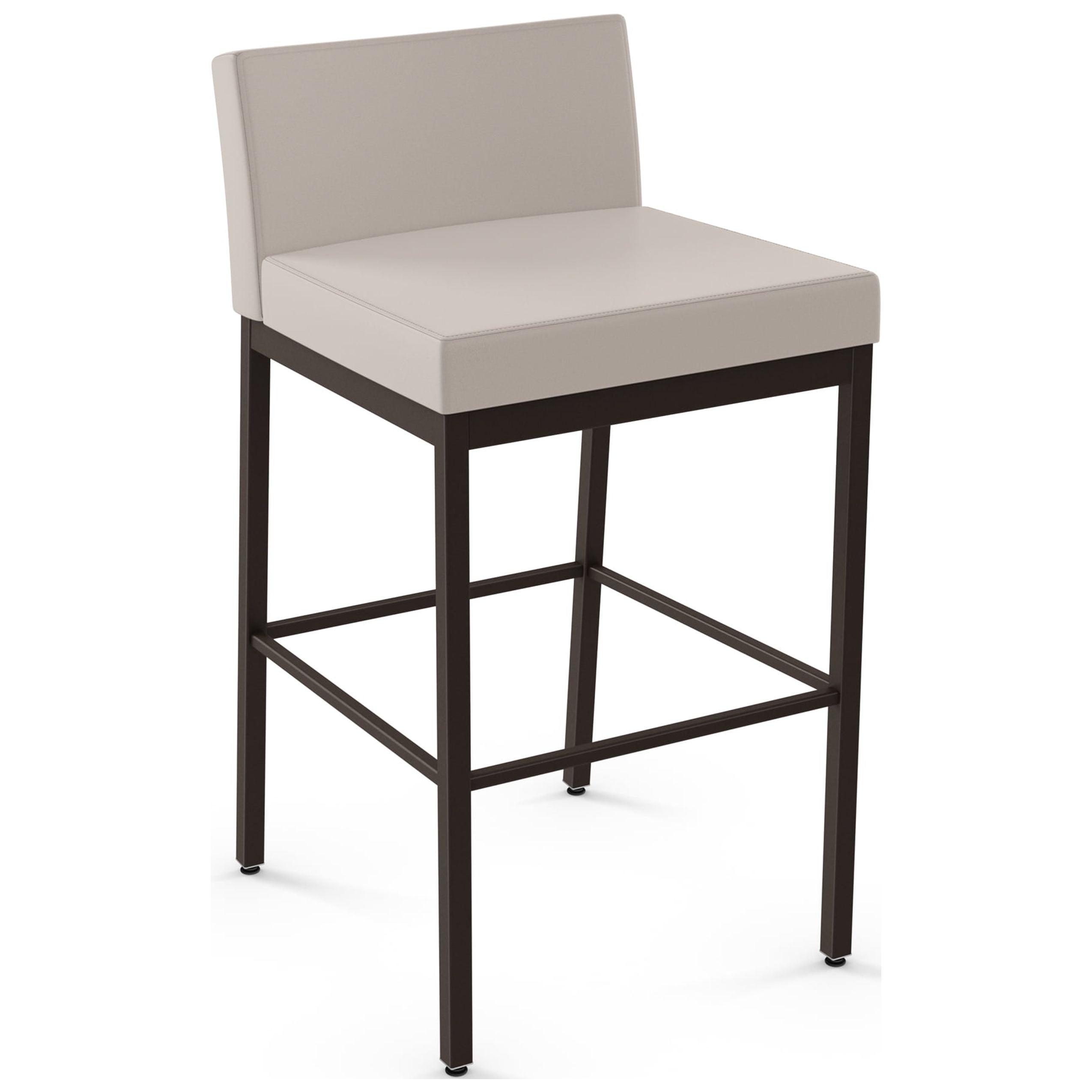 Modern Fairfield 30" Bar Stool in Cream Faux Leather and Dark Brown Metal