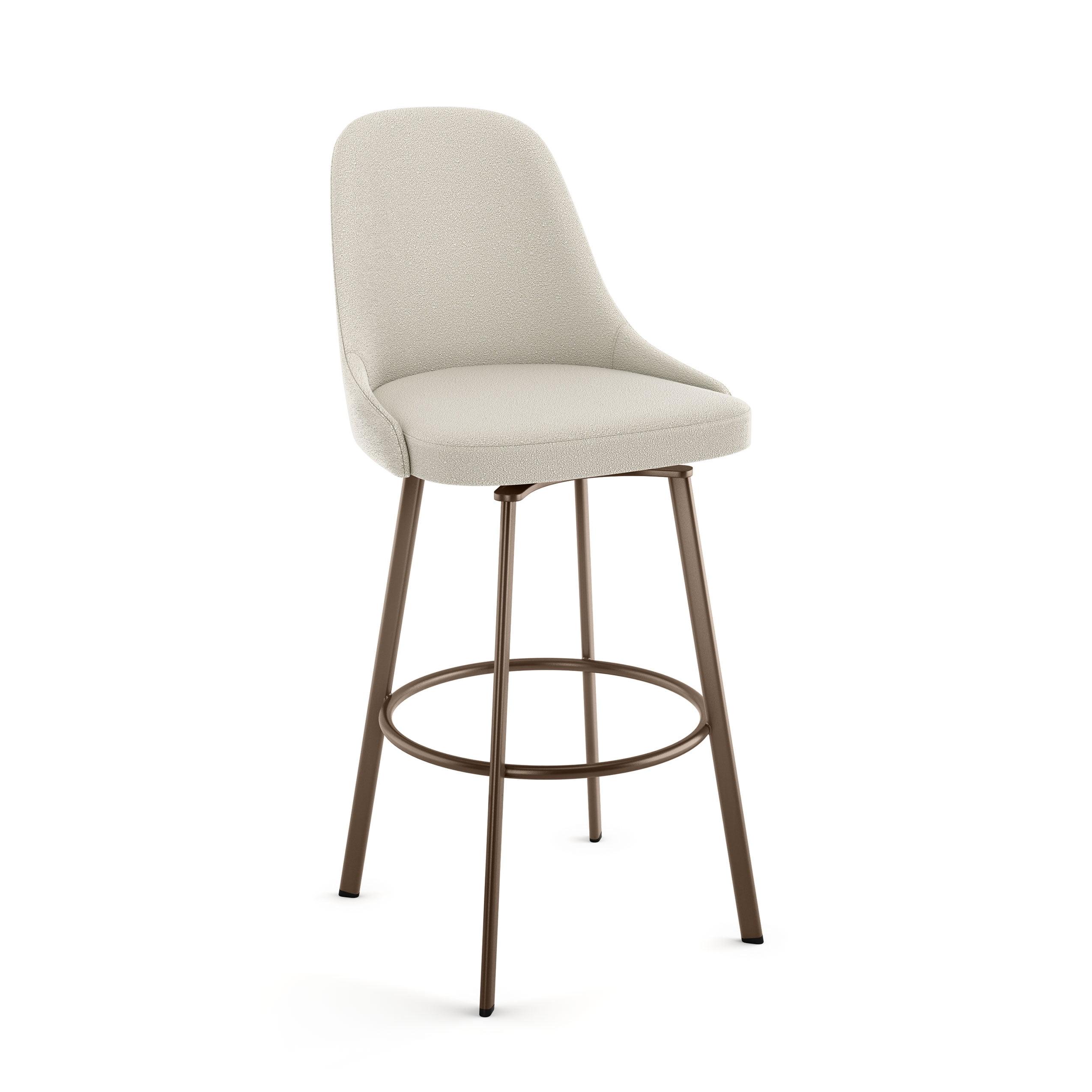 Harper Cream Bouclé Swivel Counter Stool with Bronze Metal Frame