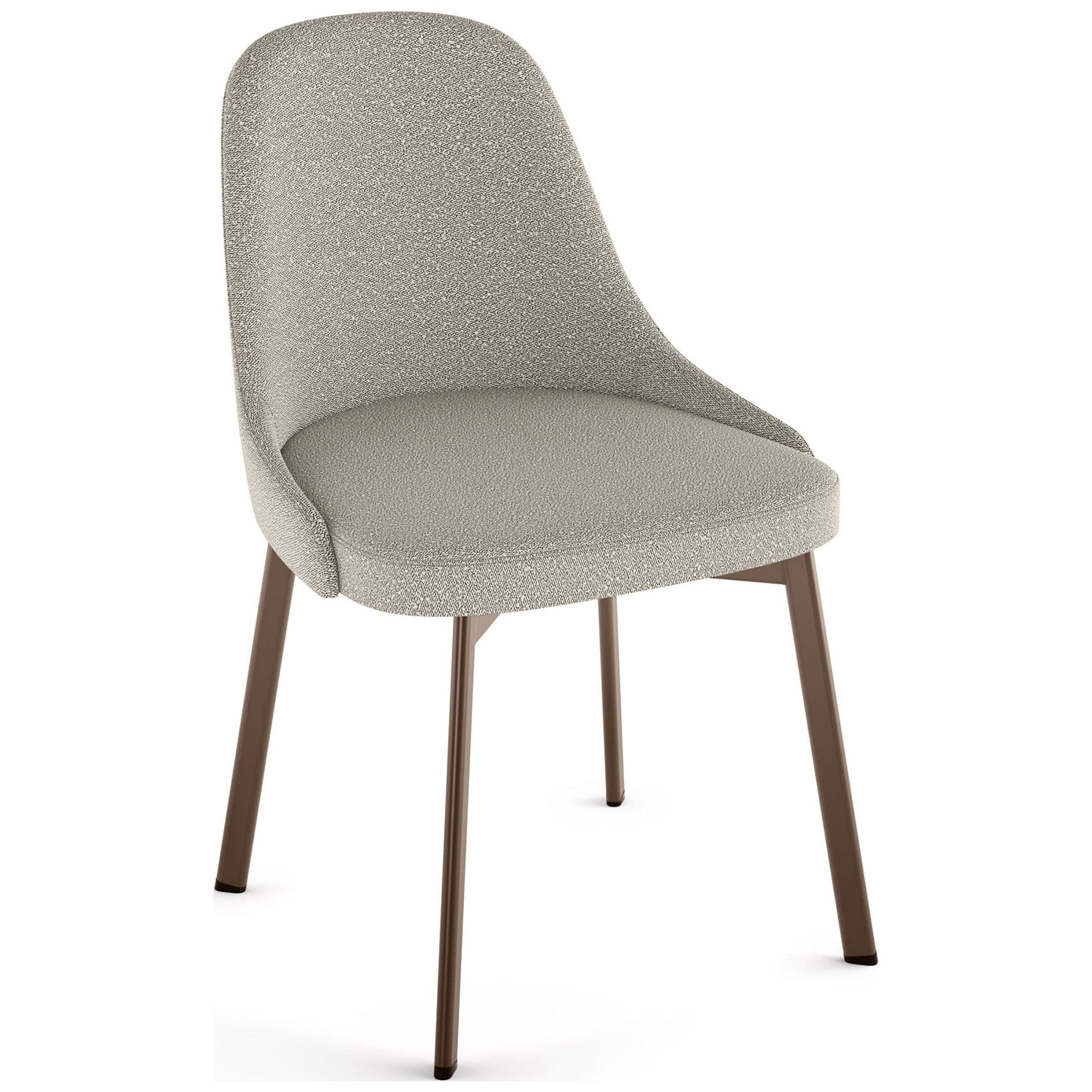 Harper Light Beige & Grey Bouclé Upholstered Dining Chair with Bronze Metal Legs