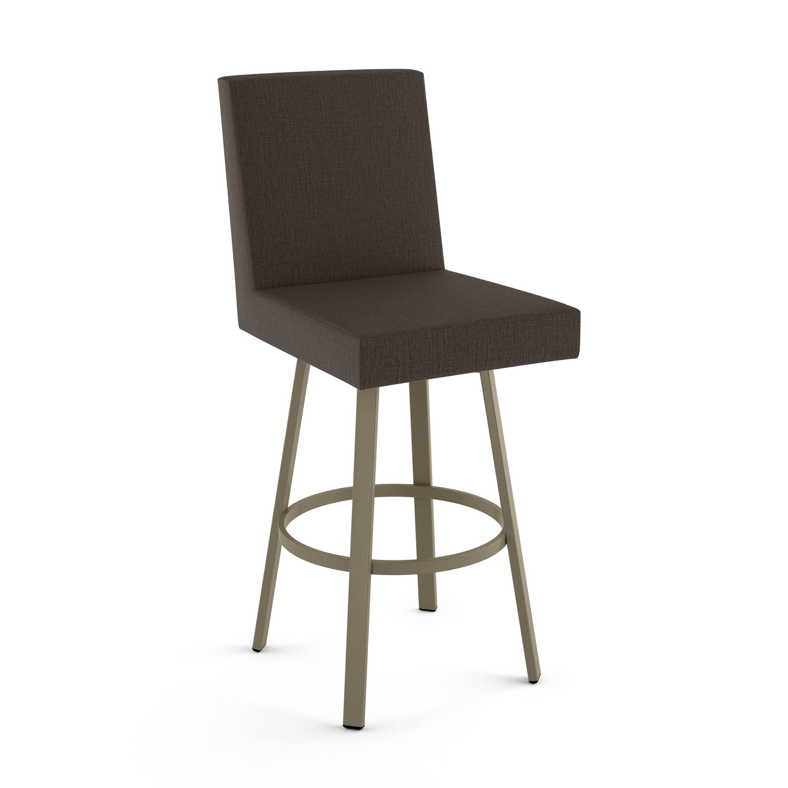 Amisco Hartman 26 In. Swivel Counter Stool - Dark Brown Grey Polyester / Grey Metal