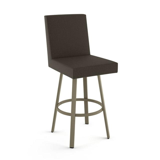 Amisco Hartman 26 In. Swivel Counter Stool - Dark Brown Grey Polyester / Grey Metal