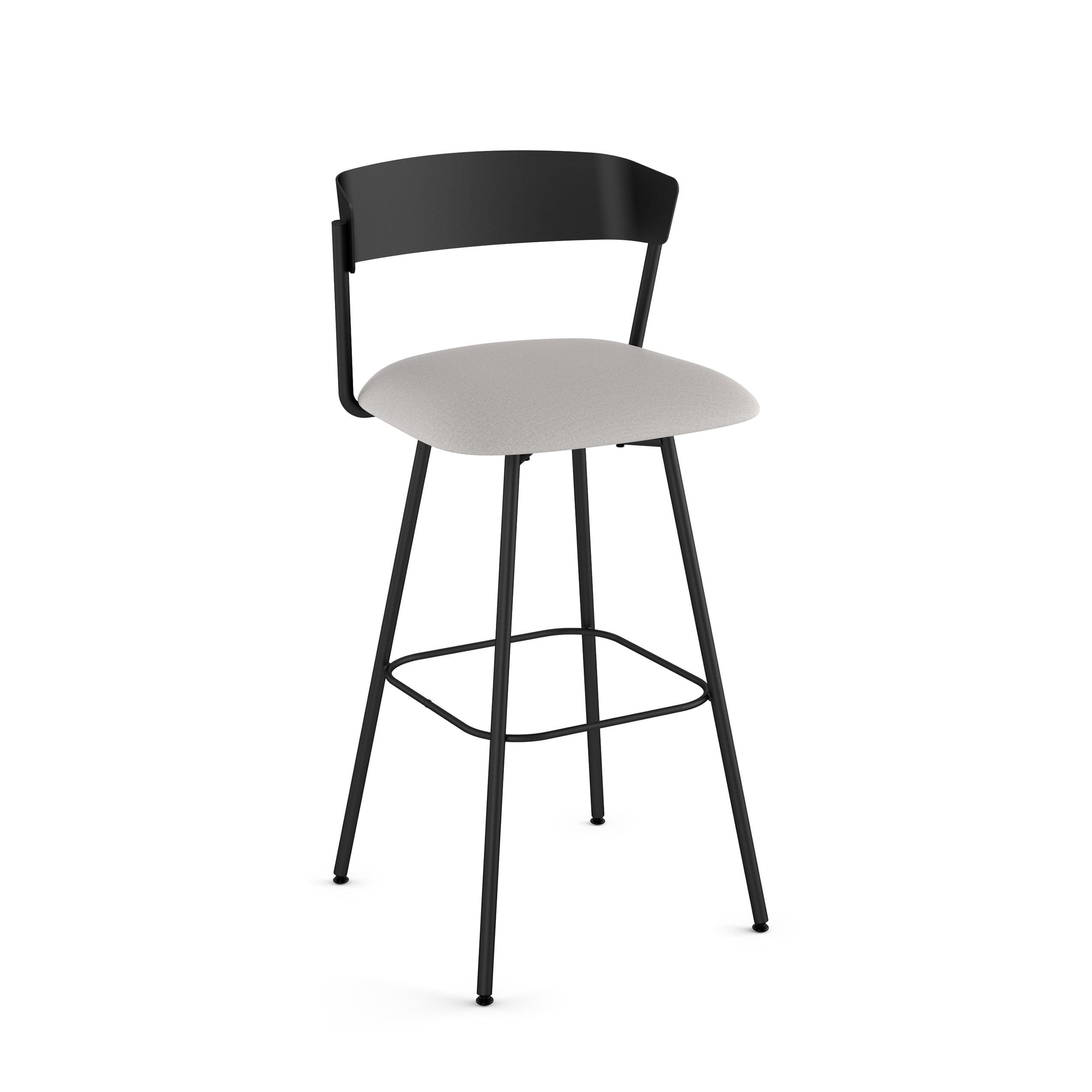 Ludwig Light Grey Swivel Counter Stool with Black Metal Frame