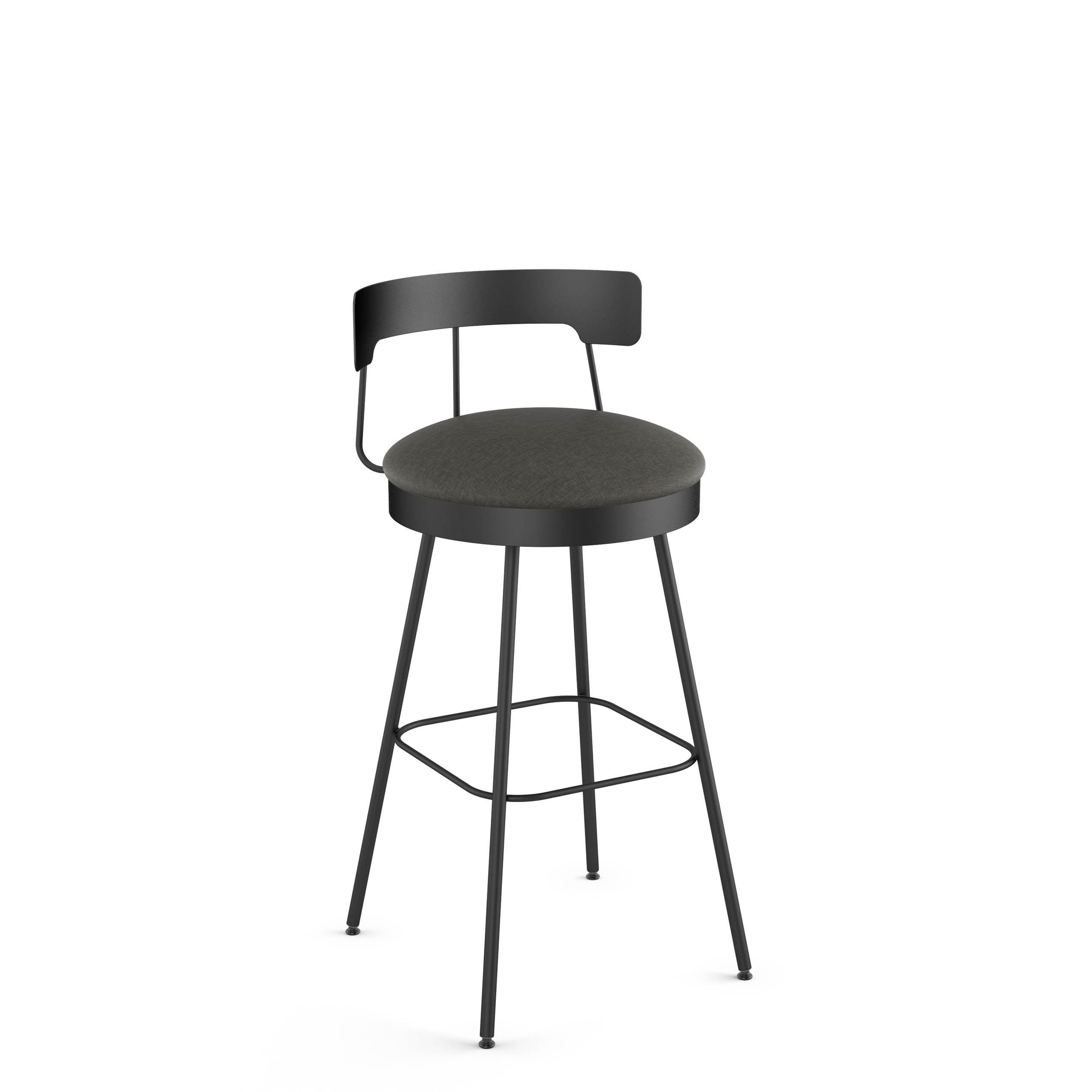 Monza 26" Swivel Counter Stool in Dark Grey Polyurethane & Black Metal