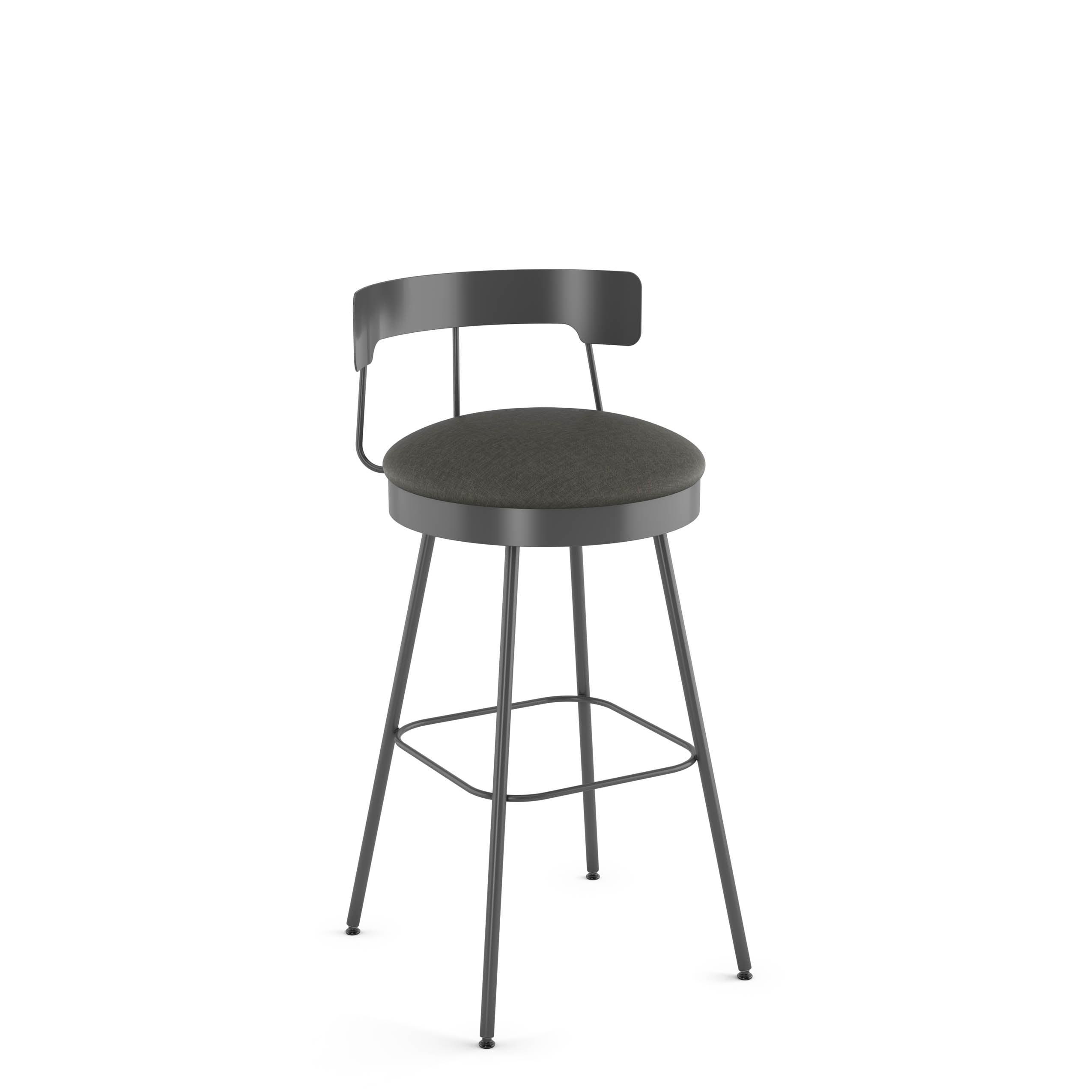 Monza 28'' Dark Grey Polyurethane Swivel Counter Stool with Black Metal Base