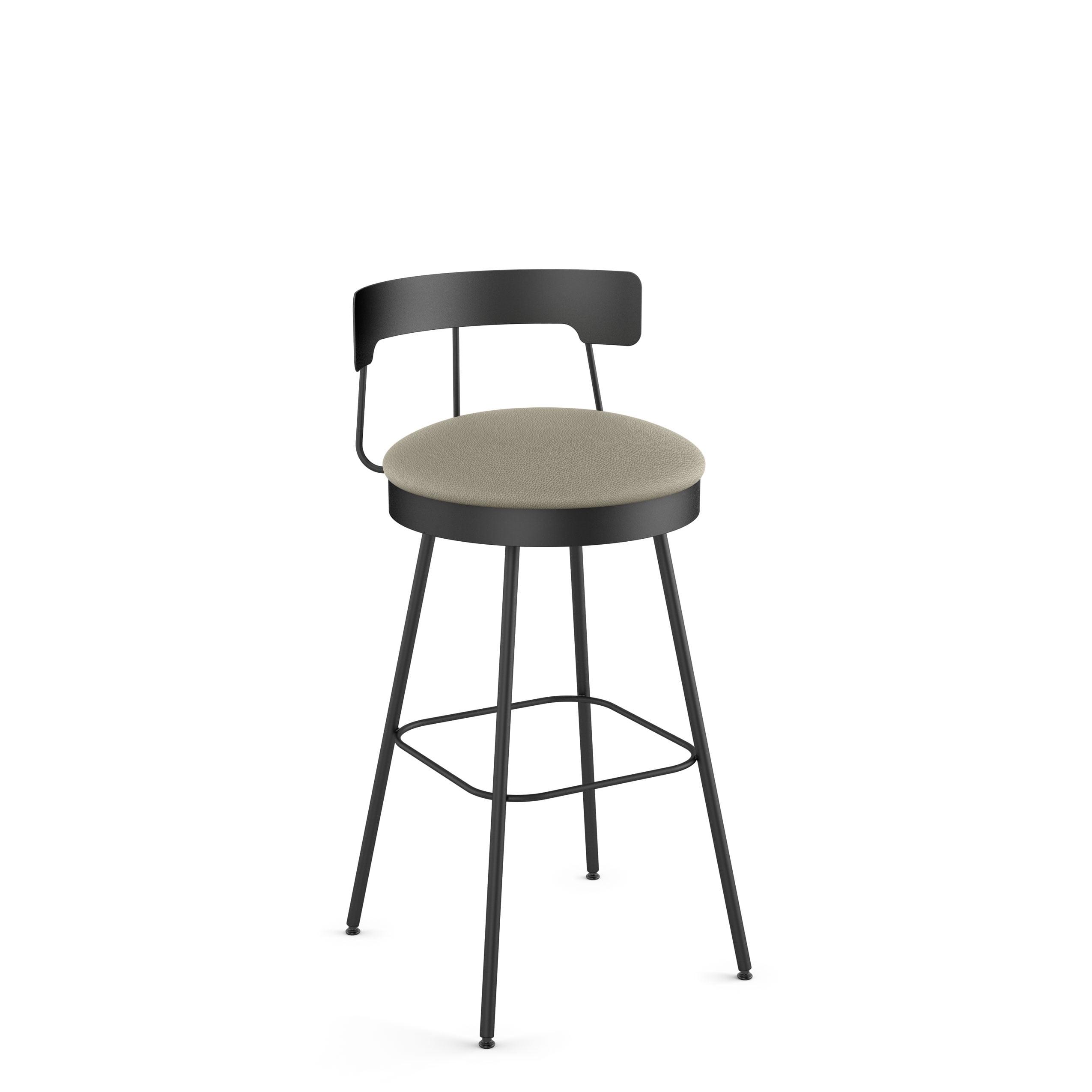 Amisco Monza 26 In. Swivel Counter Stool - Greige Faux Leather / Black Metal