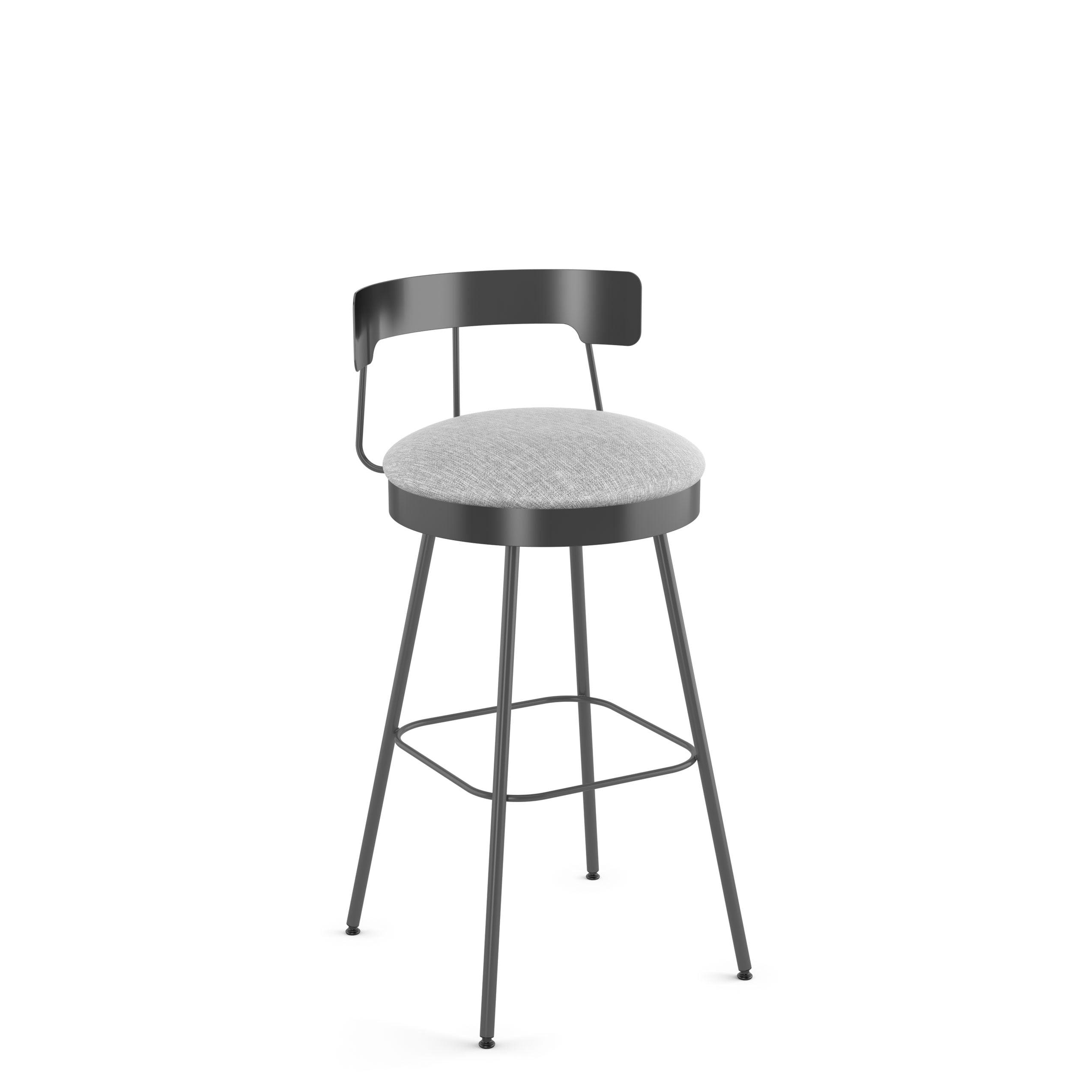 Monza 26" Swivel Counter Stool in Grey White Polyester and Dark Grey Metal