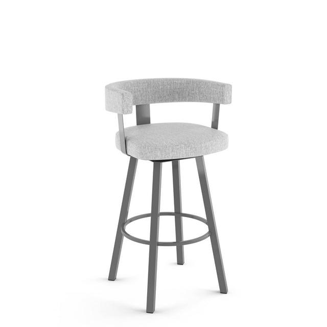 Amisco Parker 26 In. Swivel Counter Stool - Grey White Polyester / Metallic Grey Metal
