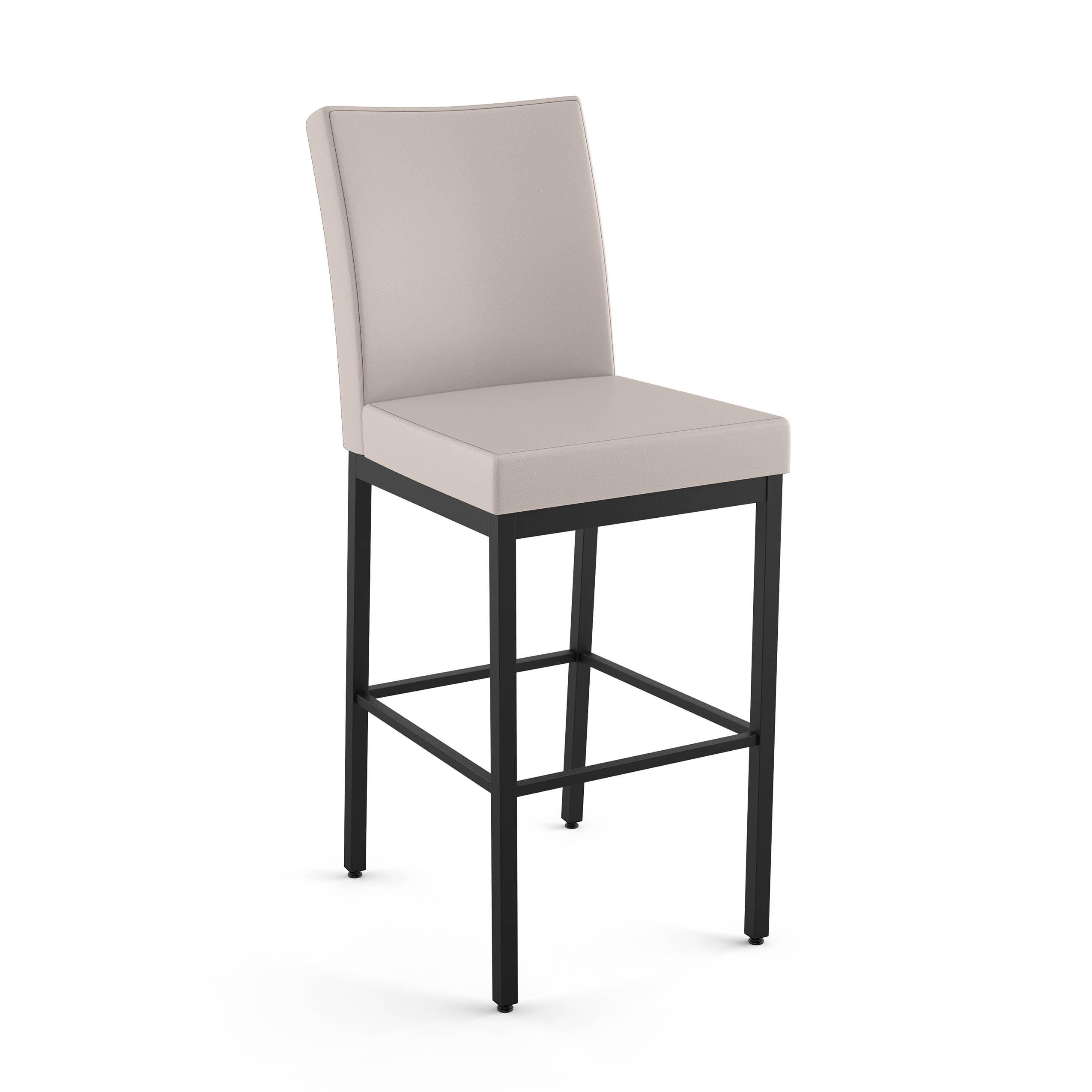 Amisco Perry Upholstered Barstool Cream/Black: Faux Leather, Steel Frame, 30" Height