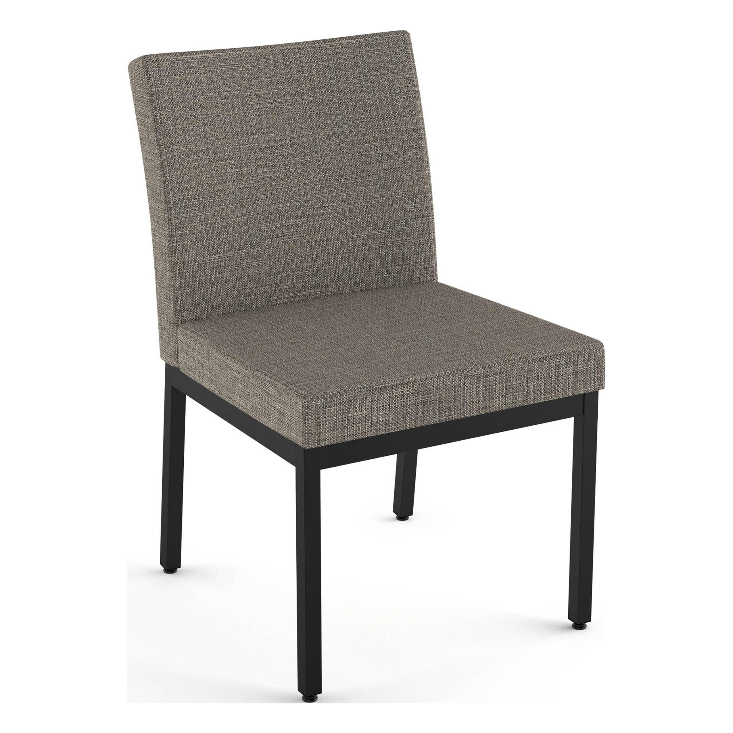 Beige & Black Tweed Fabric Dining Chair with Black Metal Frame, Set of 2