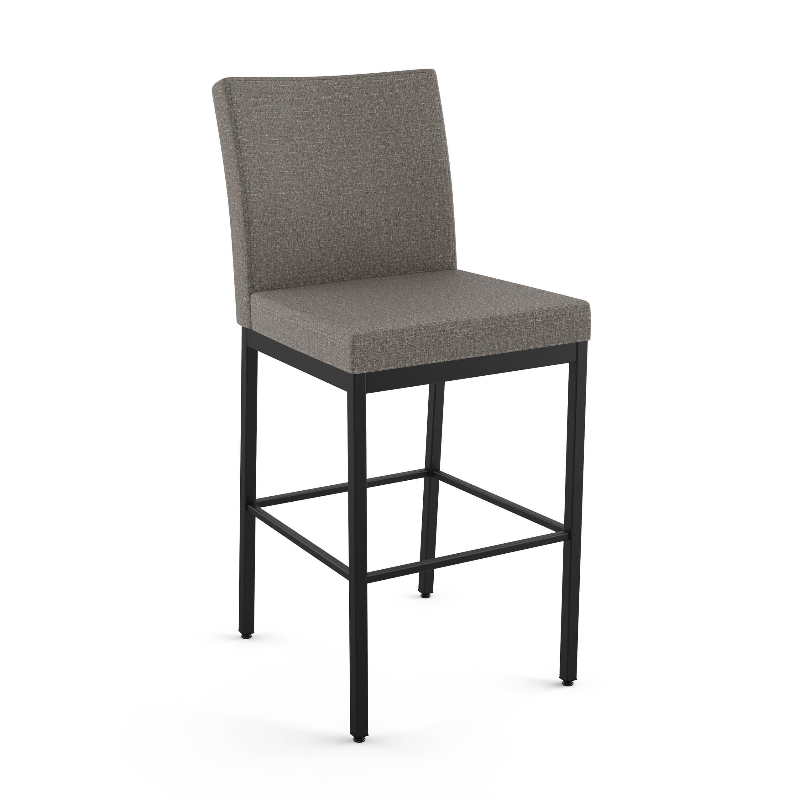 Amisco Perry Plus 26 In. Counter Stool - Silver Grey Polyester / Black Metal