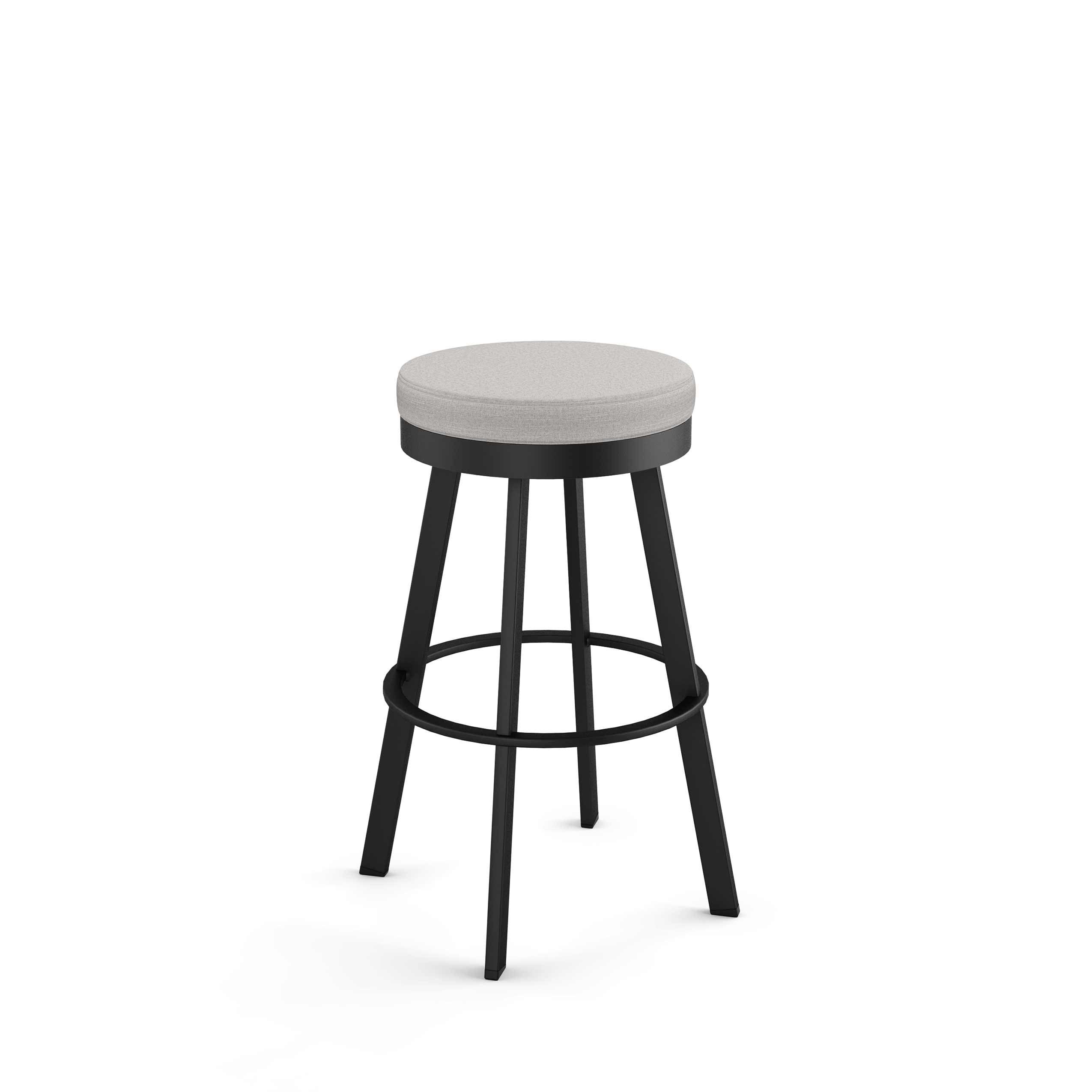 Amisco Swice Upholstered Counter Height Barstool Gray/Black: Round Polyester Seat, Steel Frame, 300 lbs Capacity