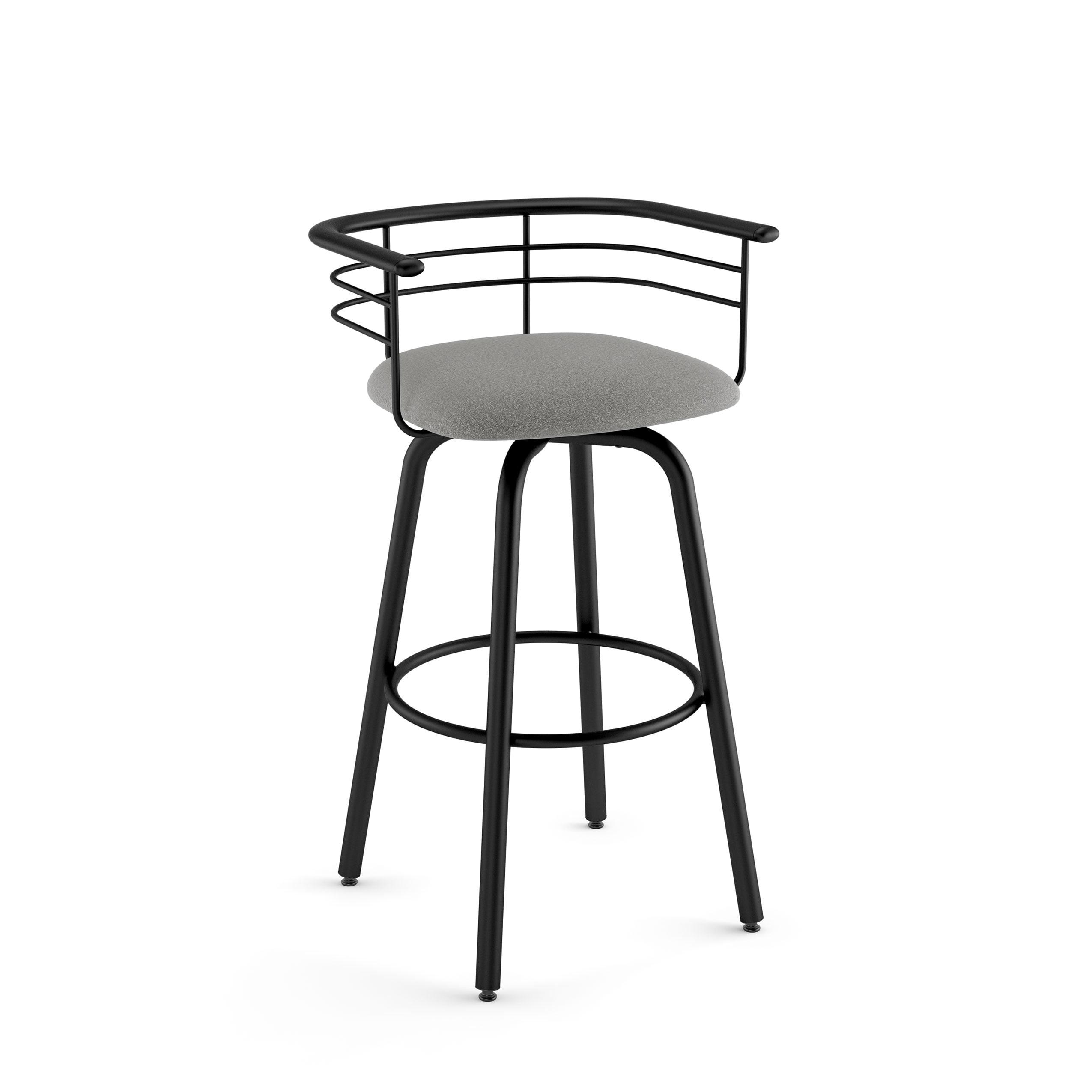 Amisco Turbo Upholstered Counter Height Barstool Gray/Black: 26" Seat, Steel Frame, Polyester Textile, Spot Clean