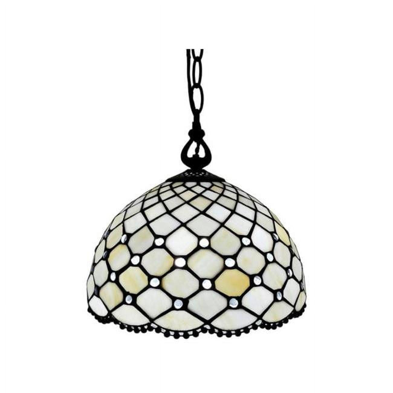 Tiffany-Style 12" Handcrafted Jeweled Pendant Lamp