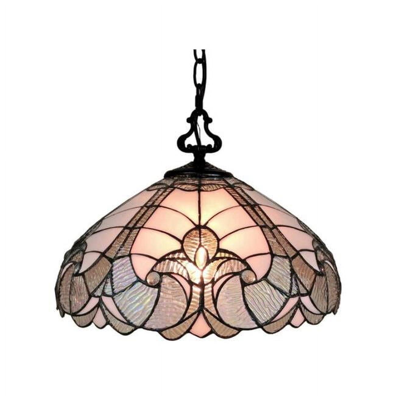 Amora Lighting  16 in. Wide Tiffany Style Hanging Lamp, White