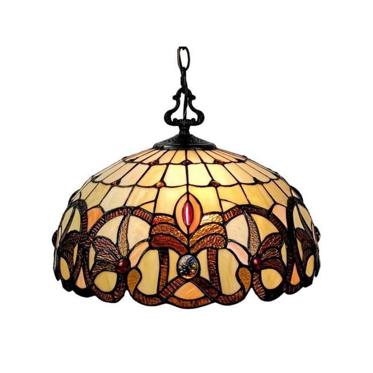 Elegant Tiffany-Style 16" Dome Hanging Lamp with Stained Glass