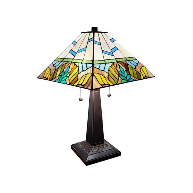 Multicolor Tiffany Style Stained Glass Table Lamp with Zinc Base